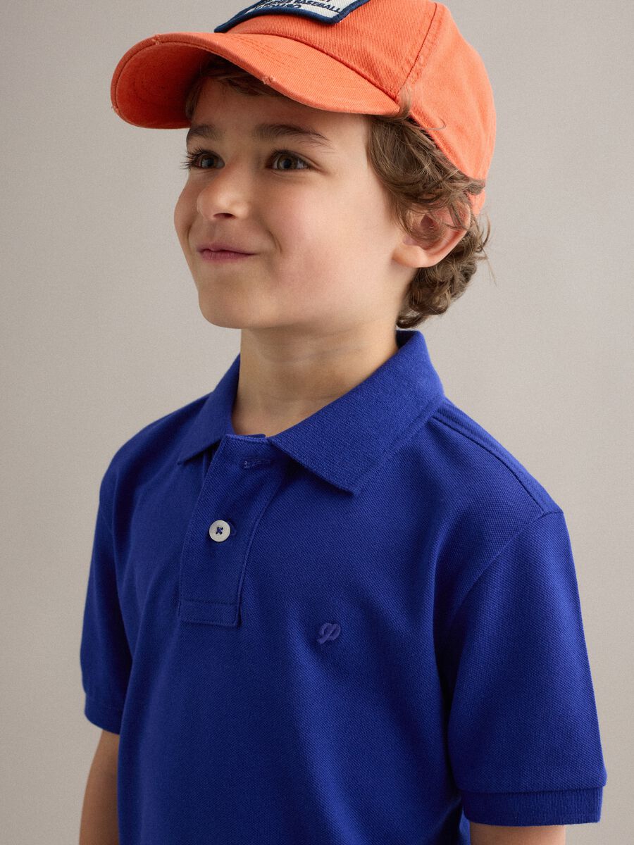 Polo in cotone elasticizzato blu da bambino regular fit_2