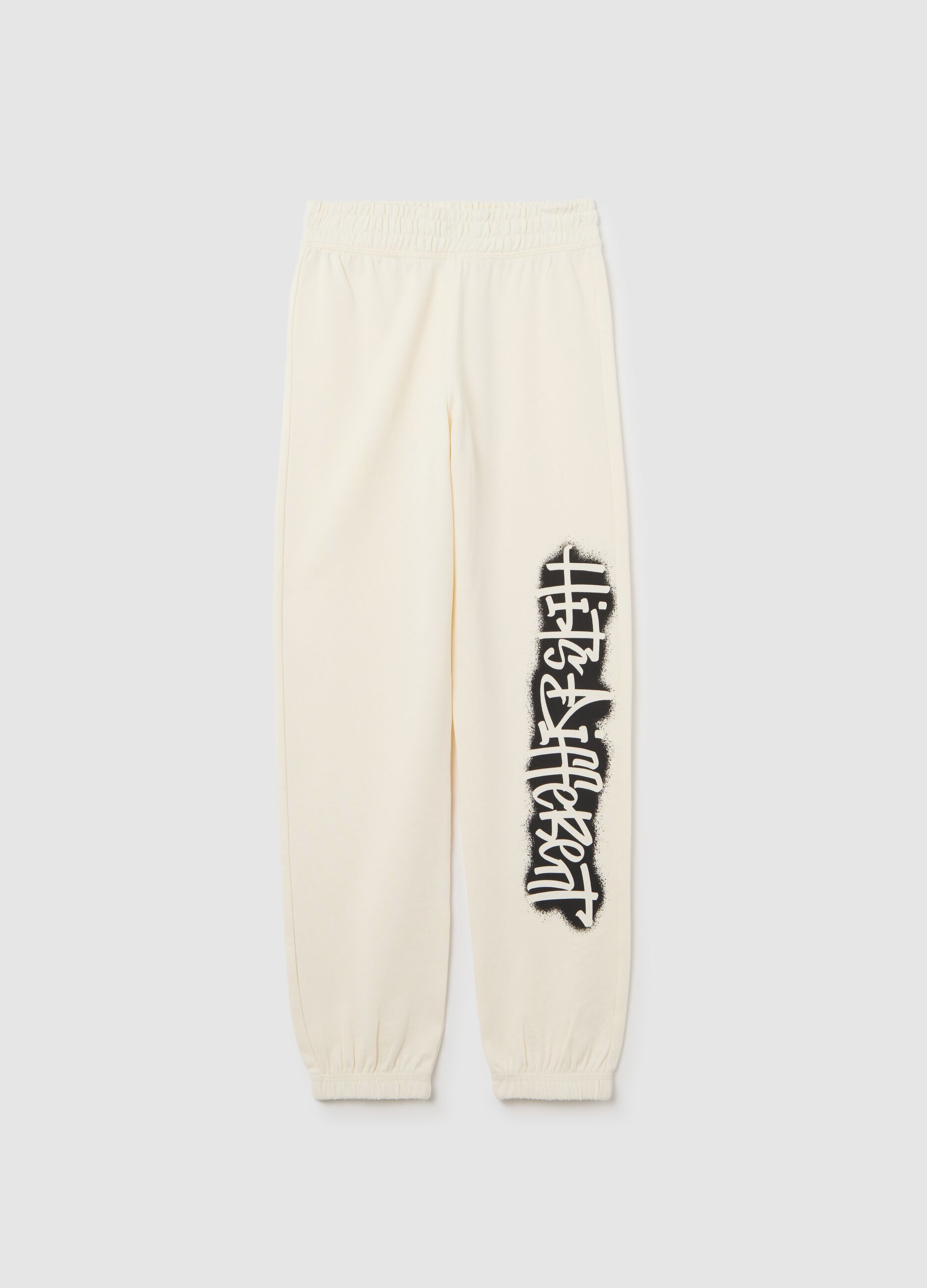 Cotton joggers with drawstring and print