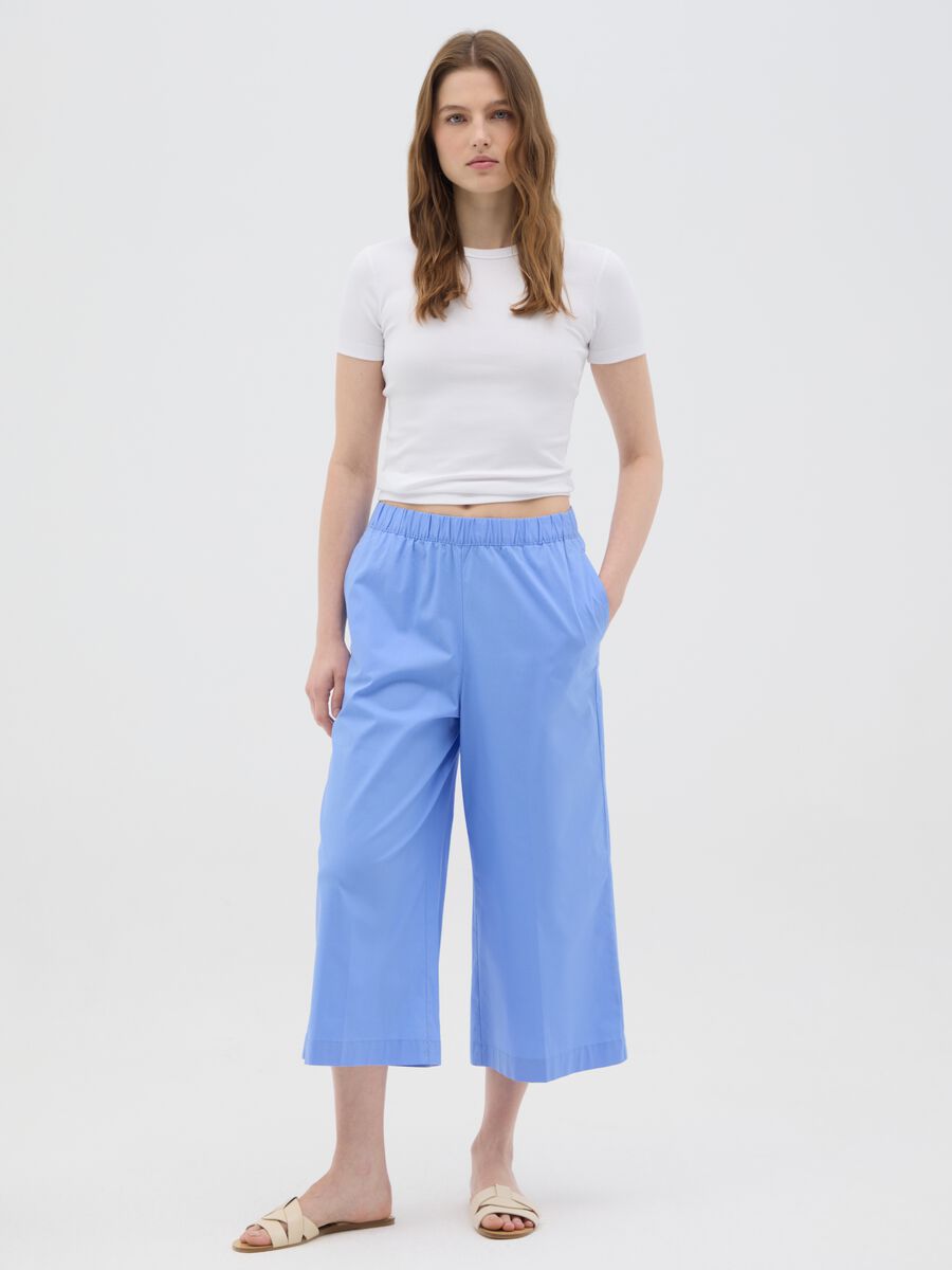 Women's Regular Fit Light Blue Culotte Trousers_0