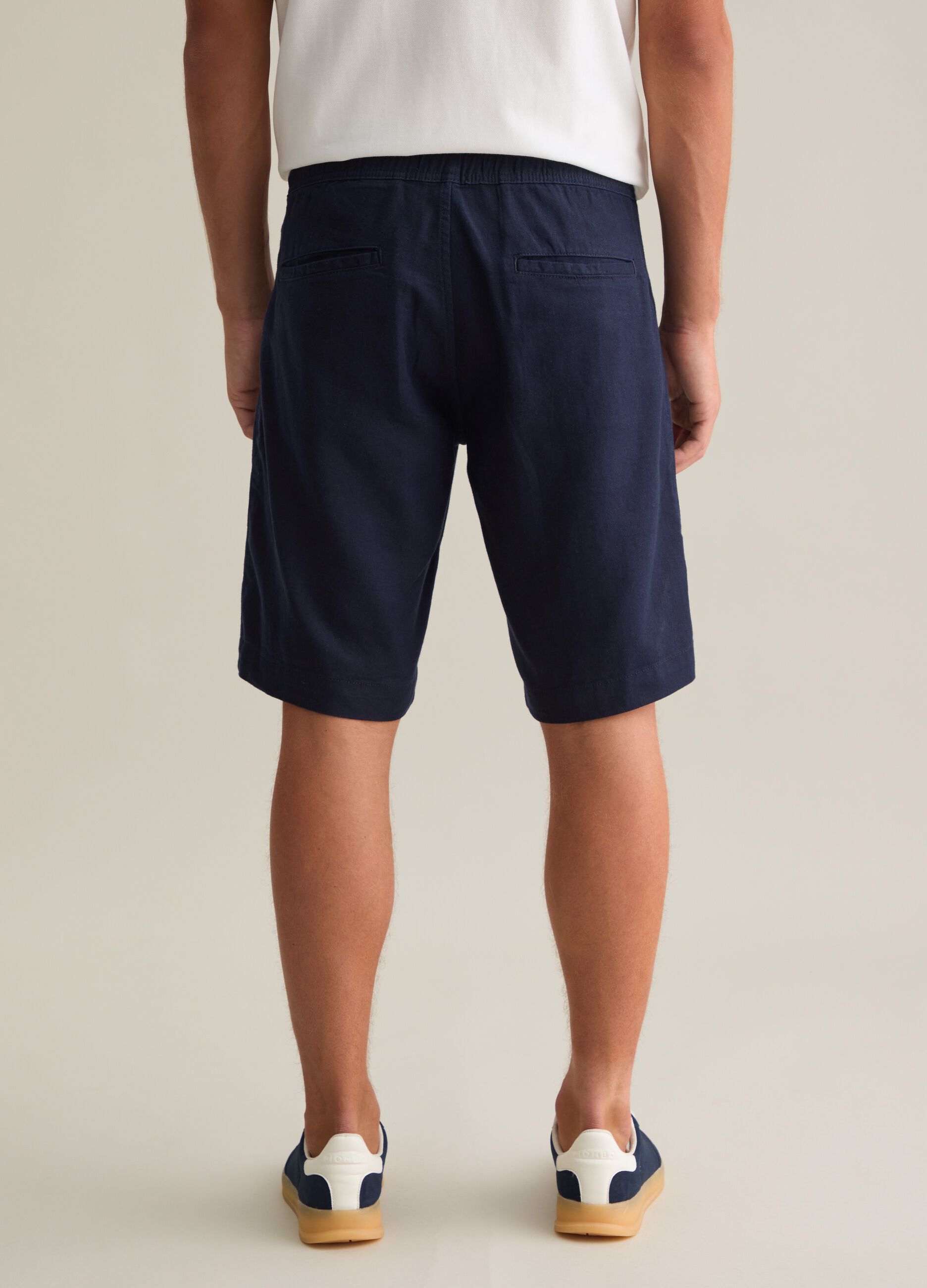 Pantaloncini da uomo in cotone blu regular fit