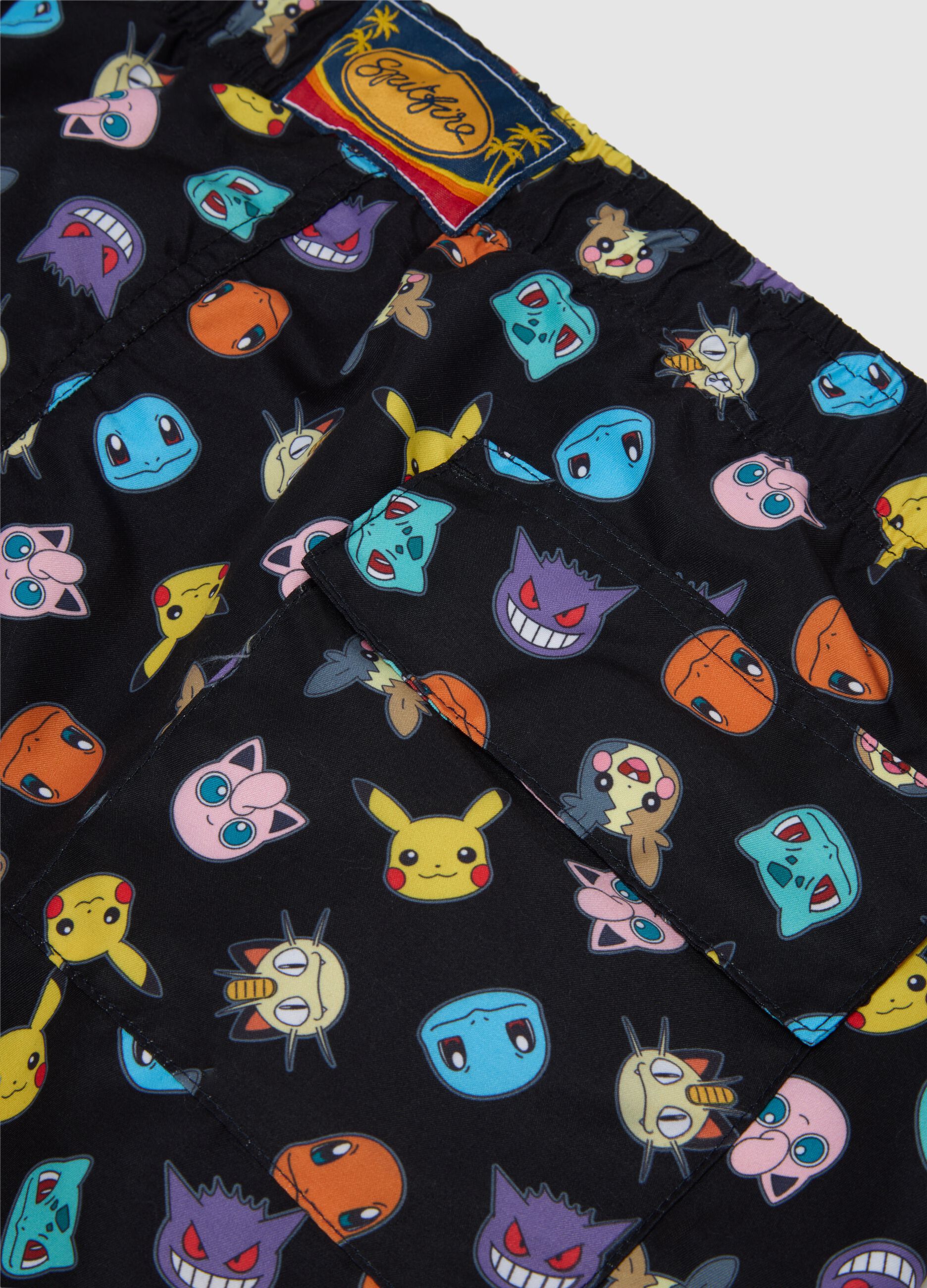 Men's multicolour regular fit swimwear with Pokémon print
