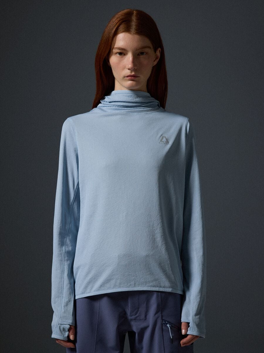 Blue Breathable Hooded T-Shirt ALTAVIA WITH DEBORAH COMPAGNONI_0