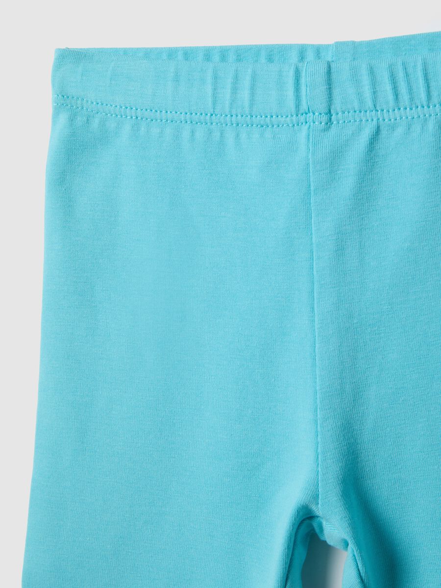 Light blue stretch cotton leggings for girls - skinny fit_2