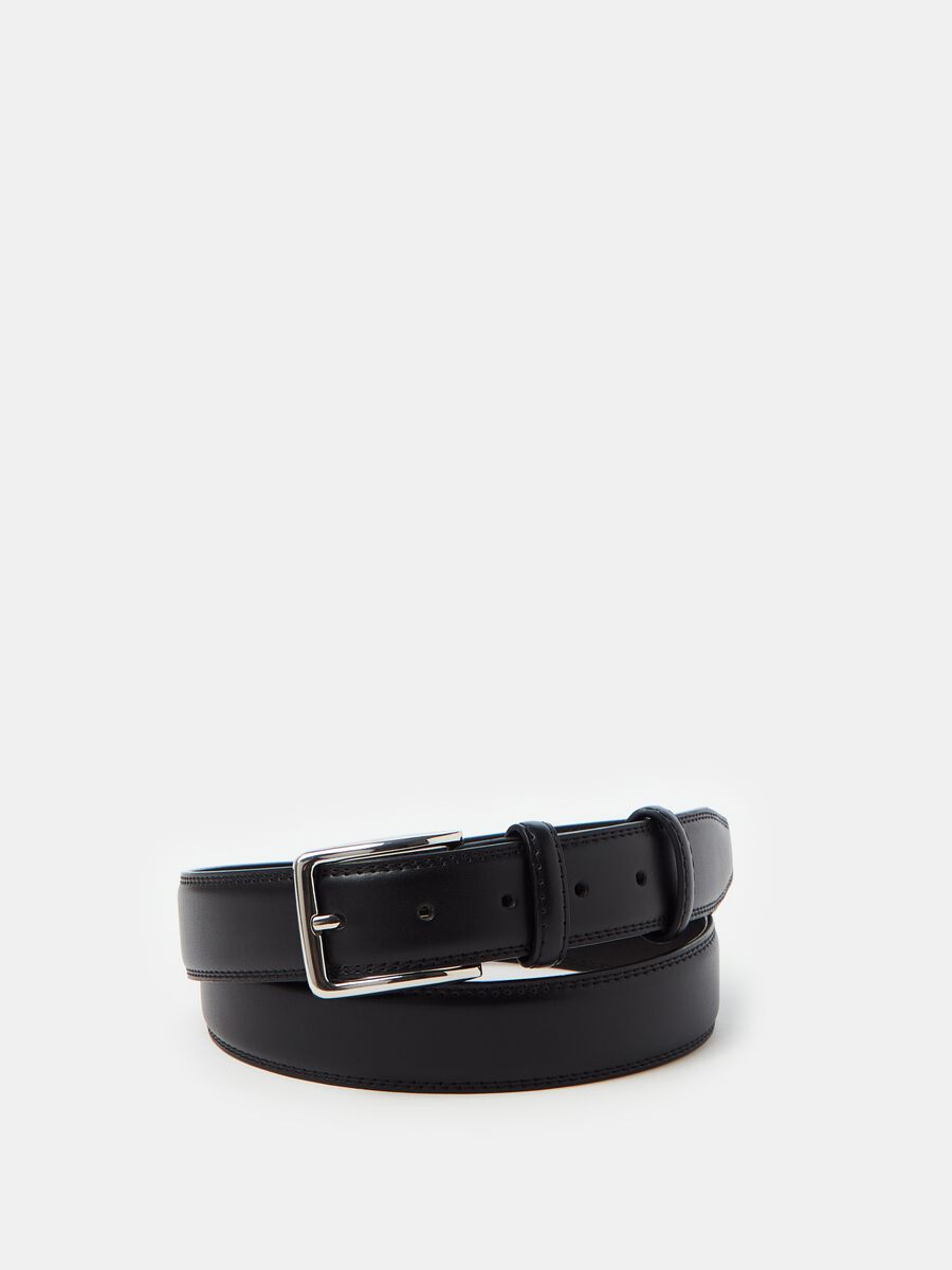 Skinny belt with square buckle_0