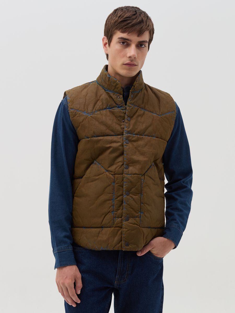 Limited Edition Gilet in leather-effect denim_0