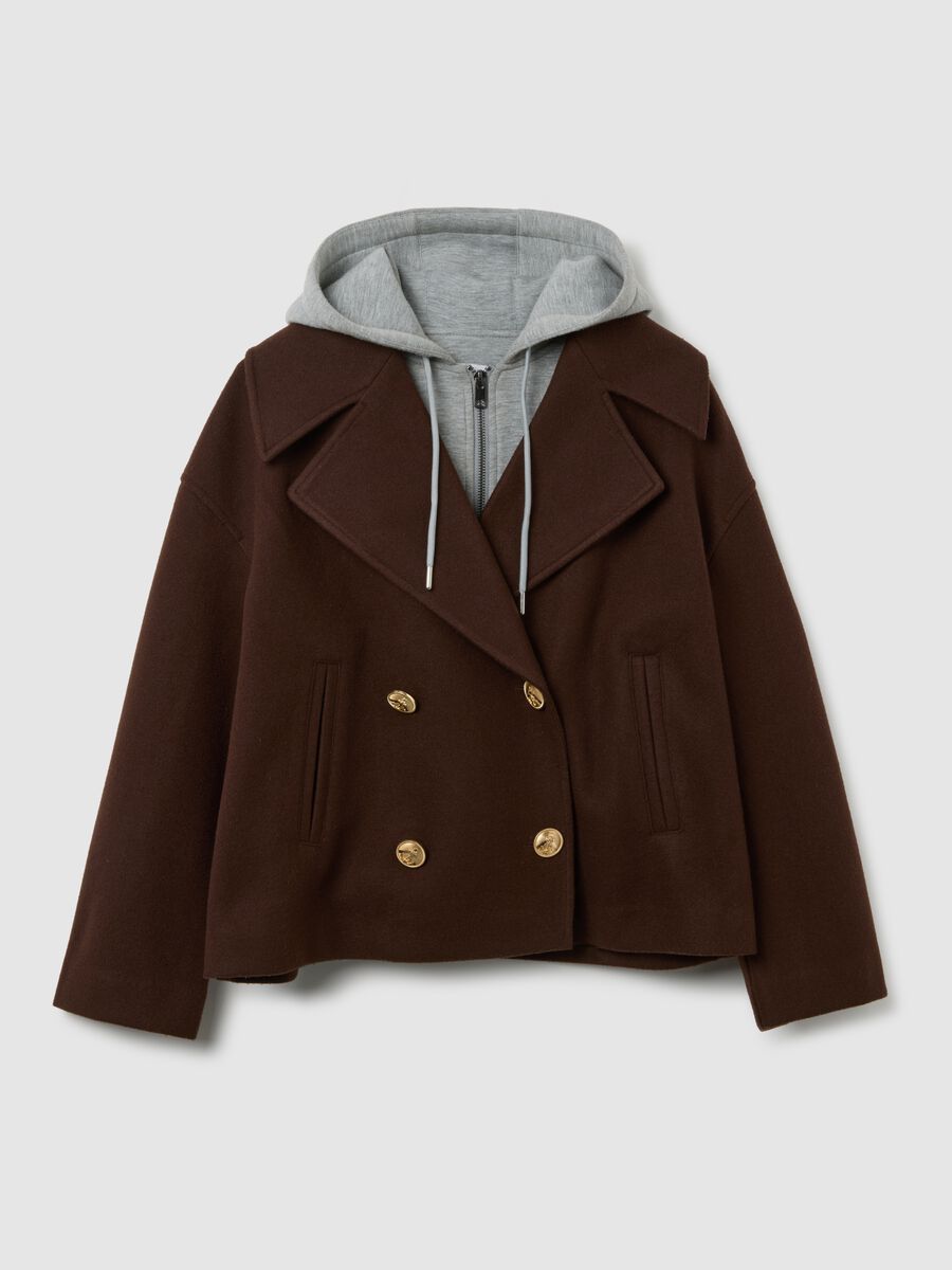 Cappotto marrone con cappuccio e vestibilità over_0