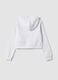 White hooded zip-up sweatshirt in cotton blend for girls, regular fit_4