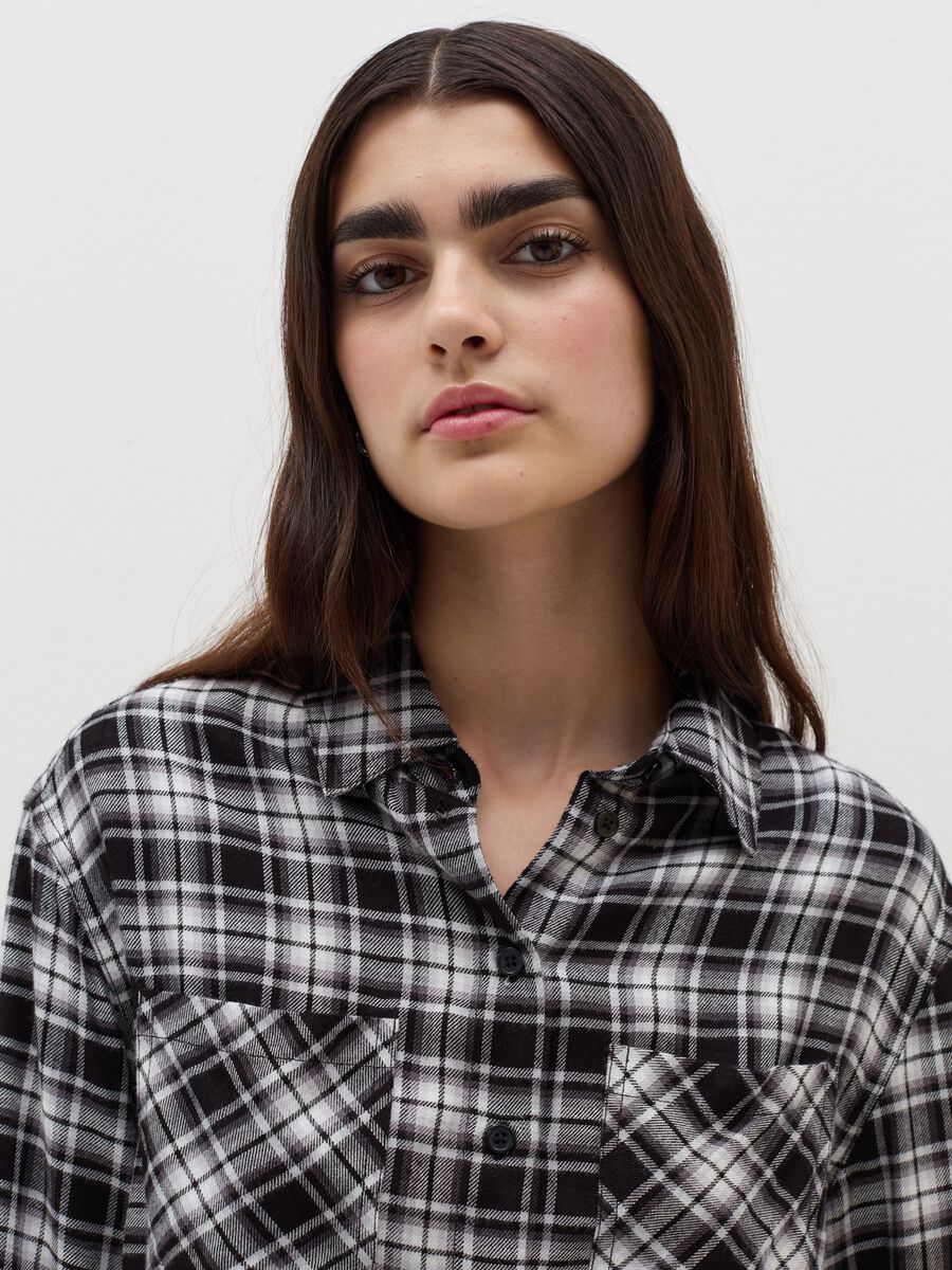 Camicia crop in flanella check_3