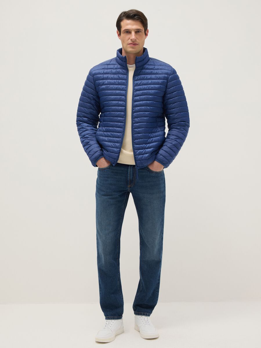 Giacca imbottita blu regular fit con zip_1