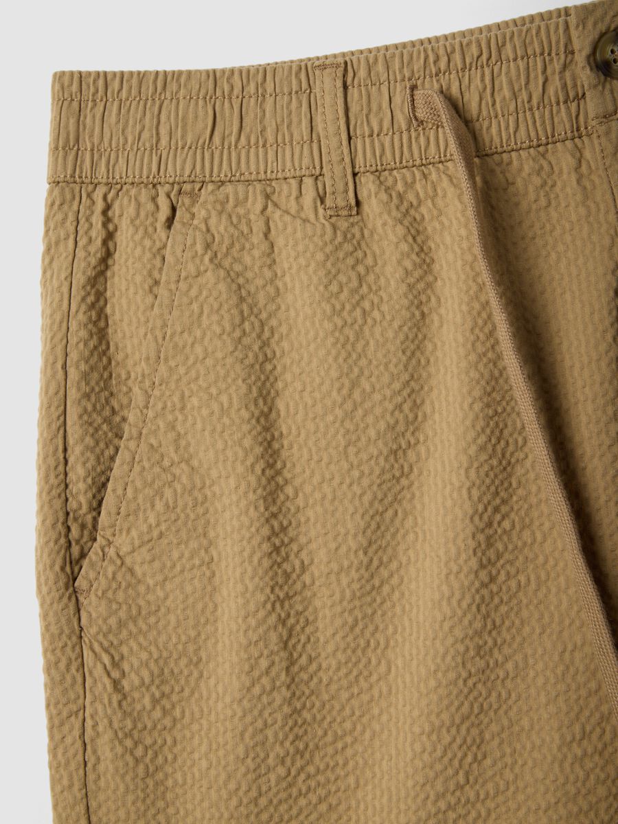 Shorts chino in cotone elasticizzato beige regular fit_5