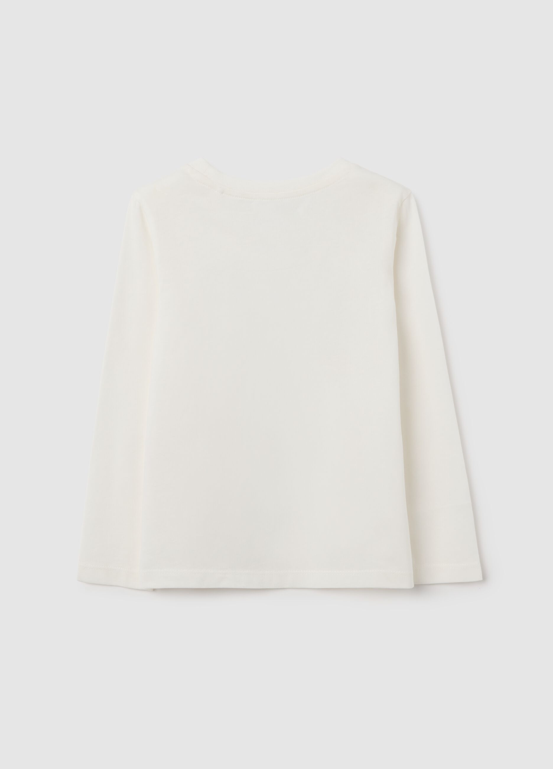 Girls' white pure cotton T-shirt regular fit with print