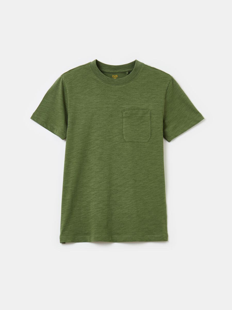 Slub cotton T-shirt with pocket_0