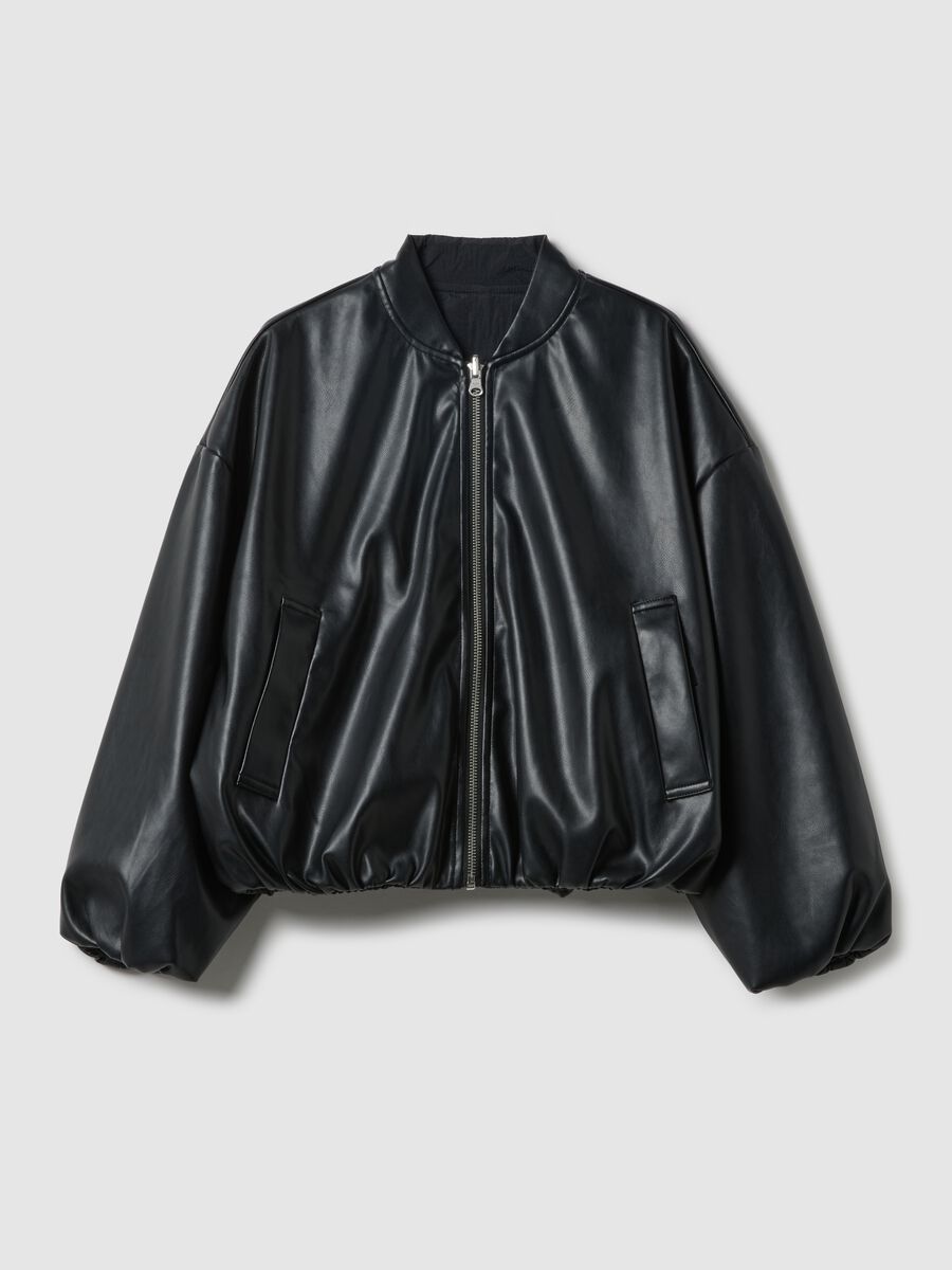 Giacca bomber nera da ragazza over fit_3