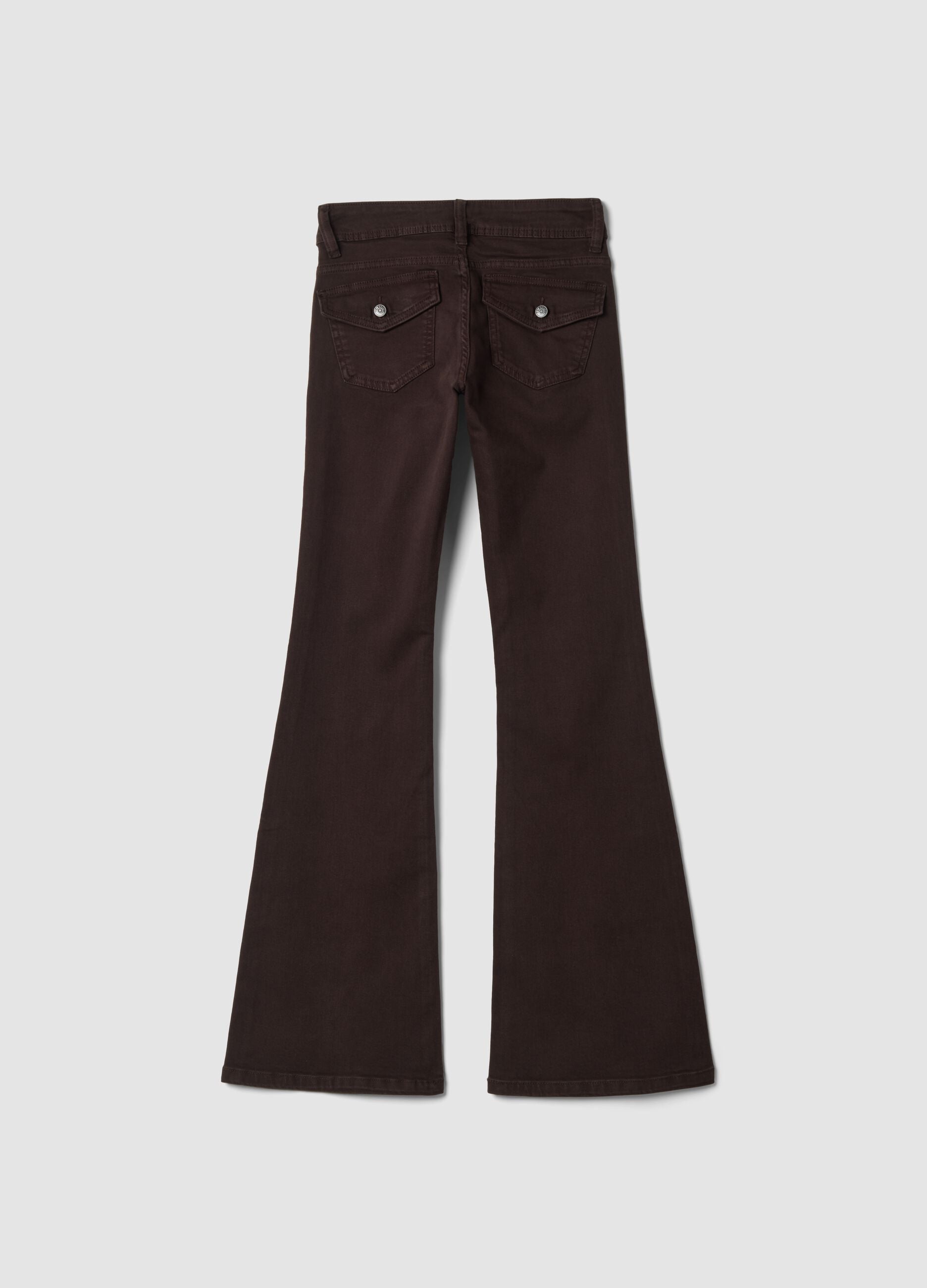 Brown flared stretch-cotton jeans