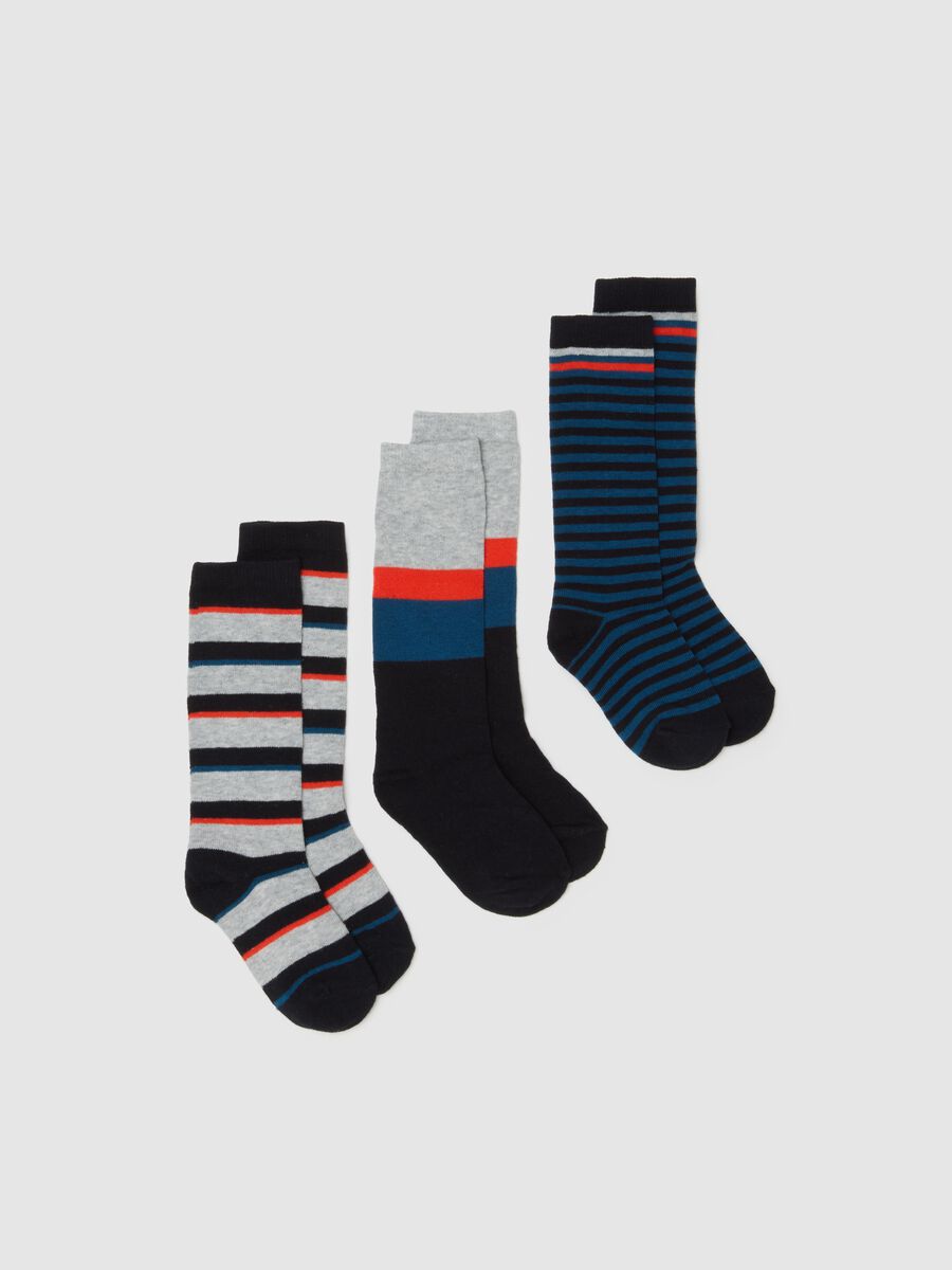 Tripack calze lunghe da bambino in misto cotone multicolor_0