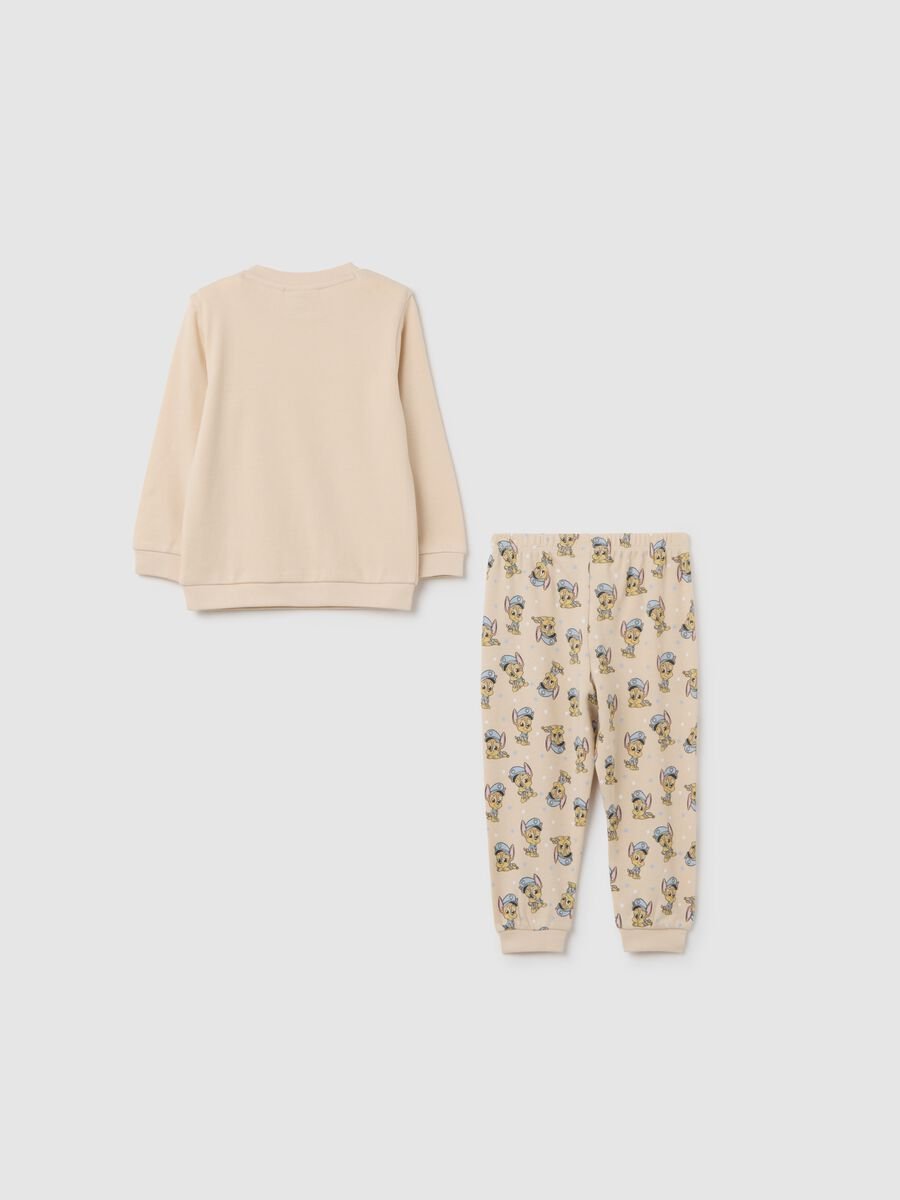 Pigiama da bambino in puro cotone beige con stampa_3