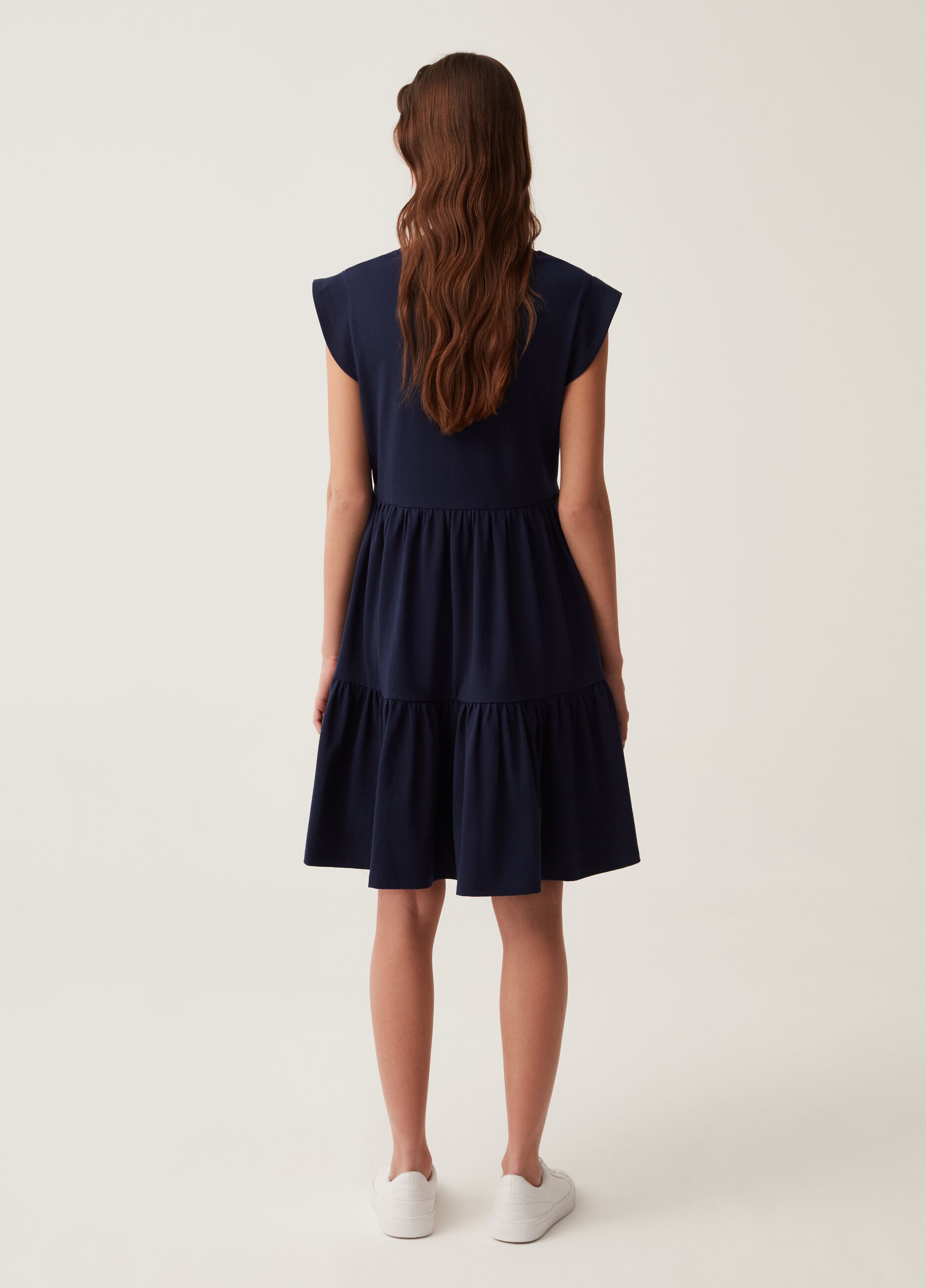 Short tiered dress with cap sleeves