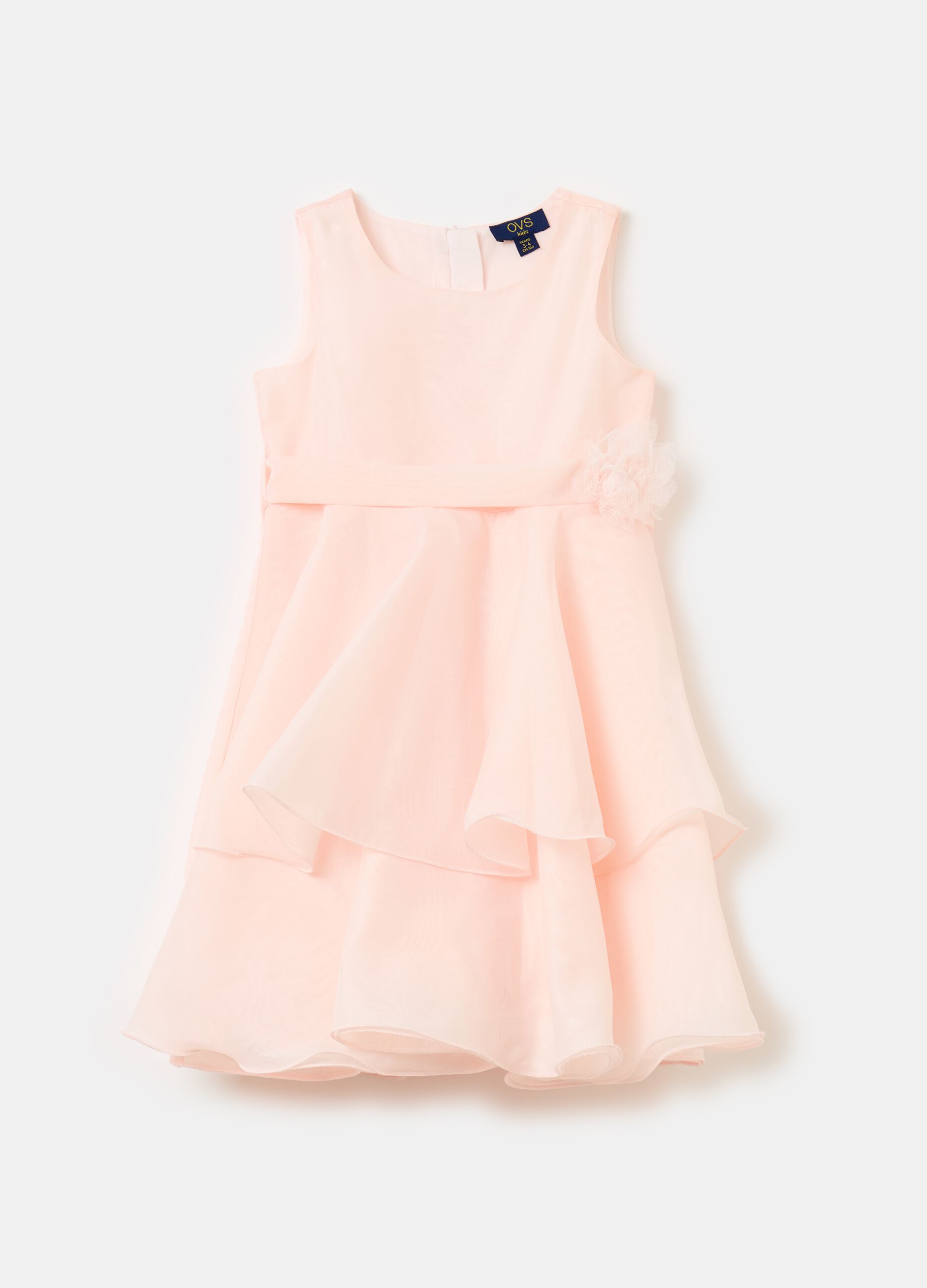 Abito in organza a balze con fiore