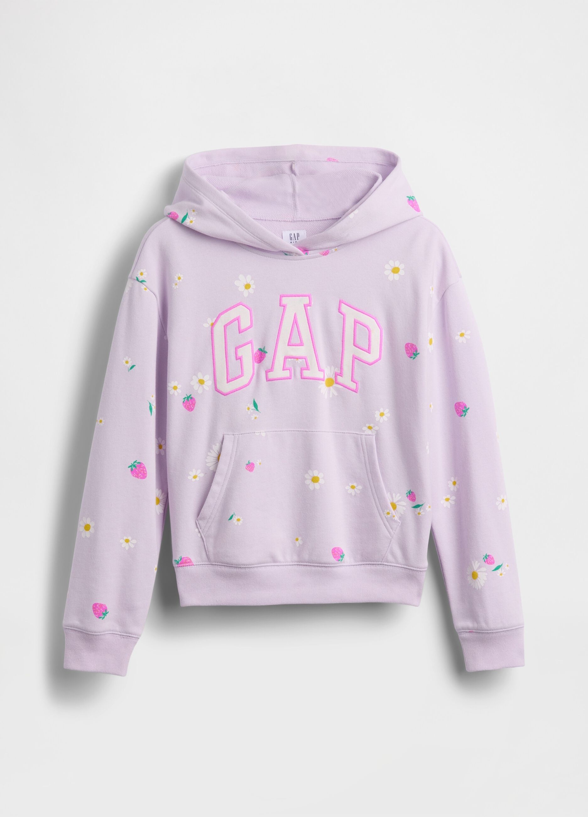 Girls' Purple Cotton Blend Sweatshirt with Floral Pattern