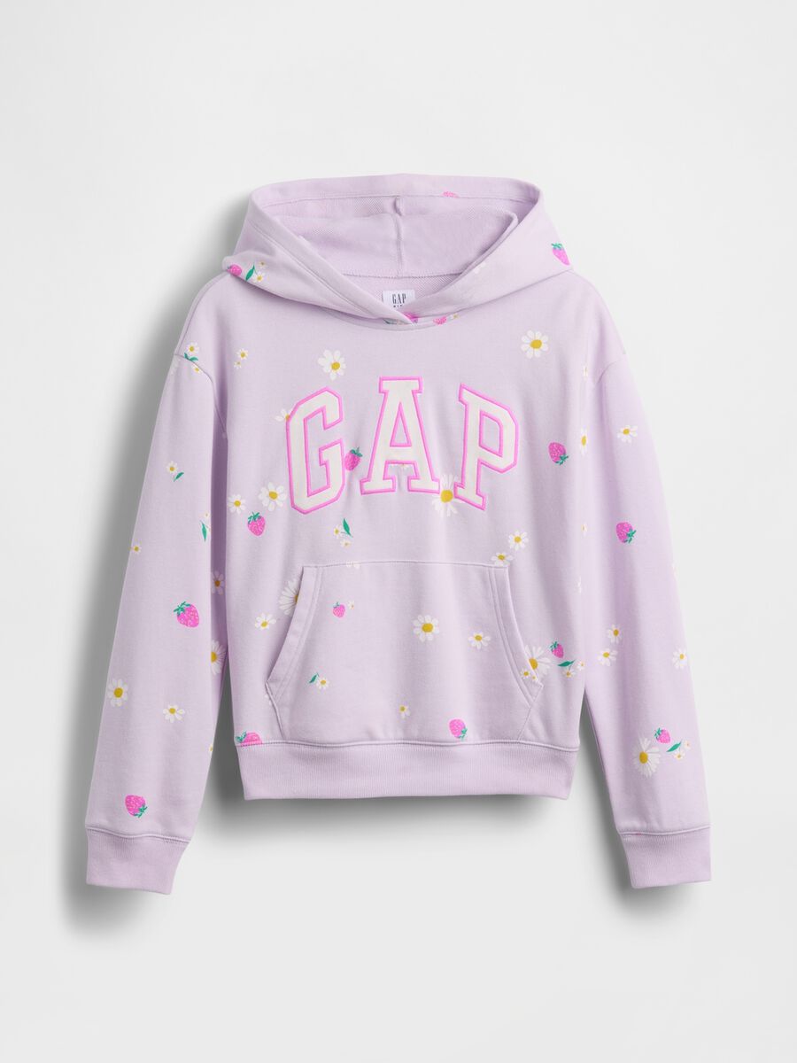 Girls' Purple Cotton Blend Sweatshirt with Floral Pattern_2