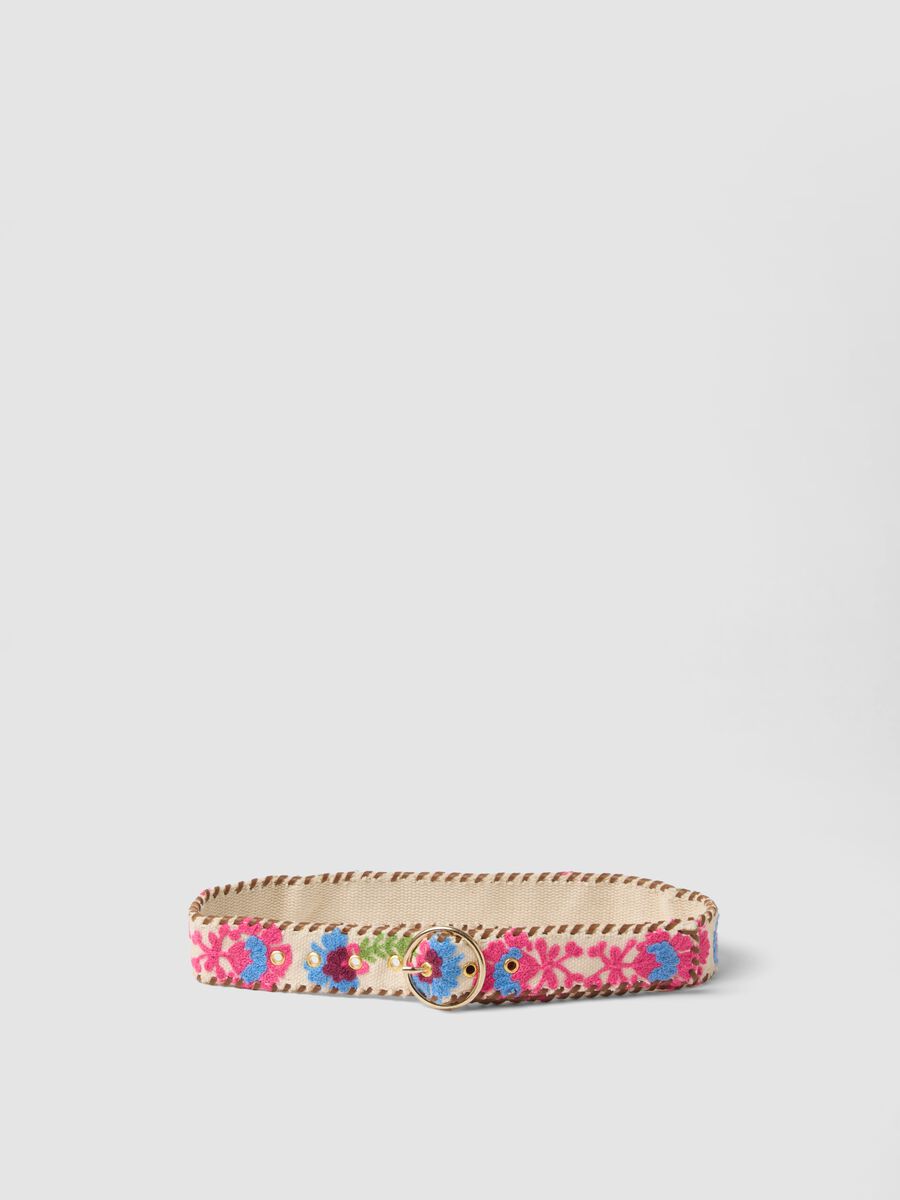 Multicoloured pure cotton belt with embroidery_0