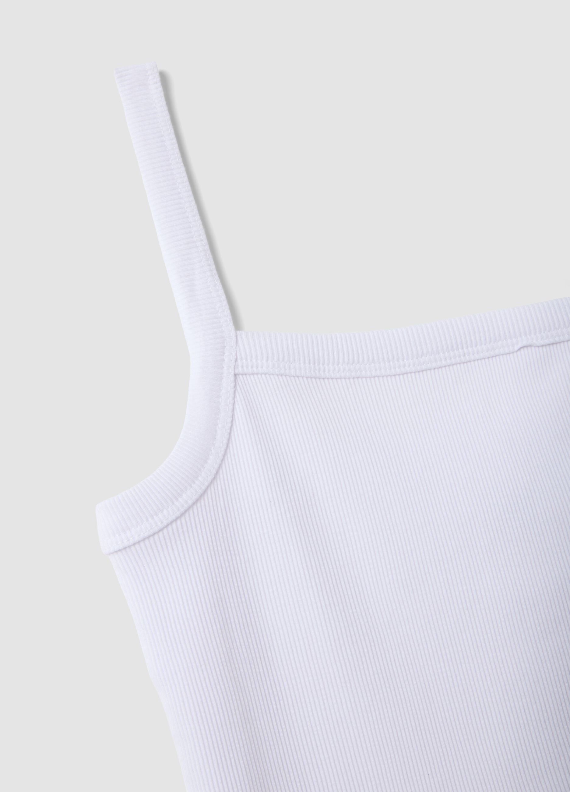 White pure cotton ribbed vest top