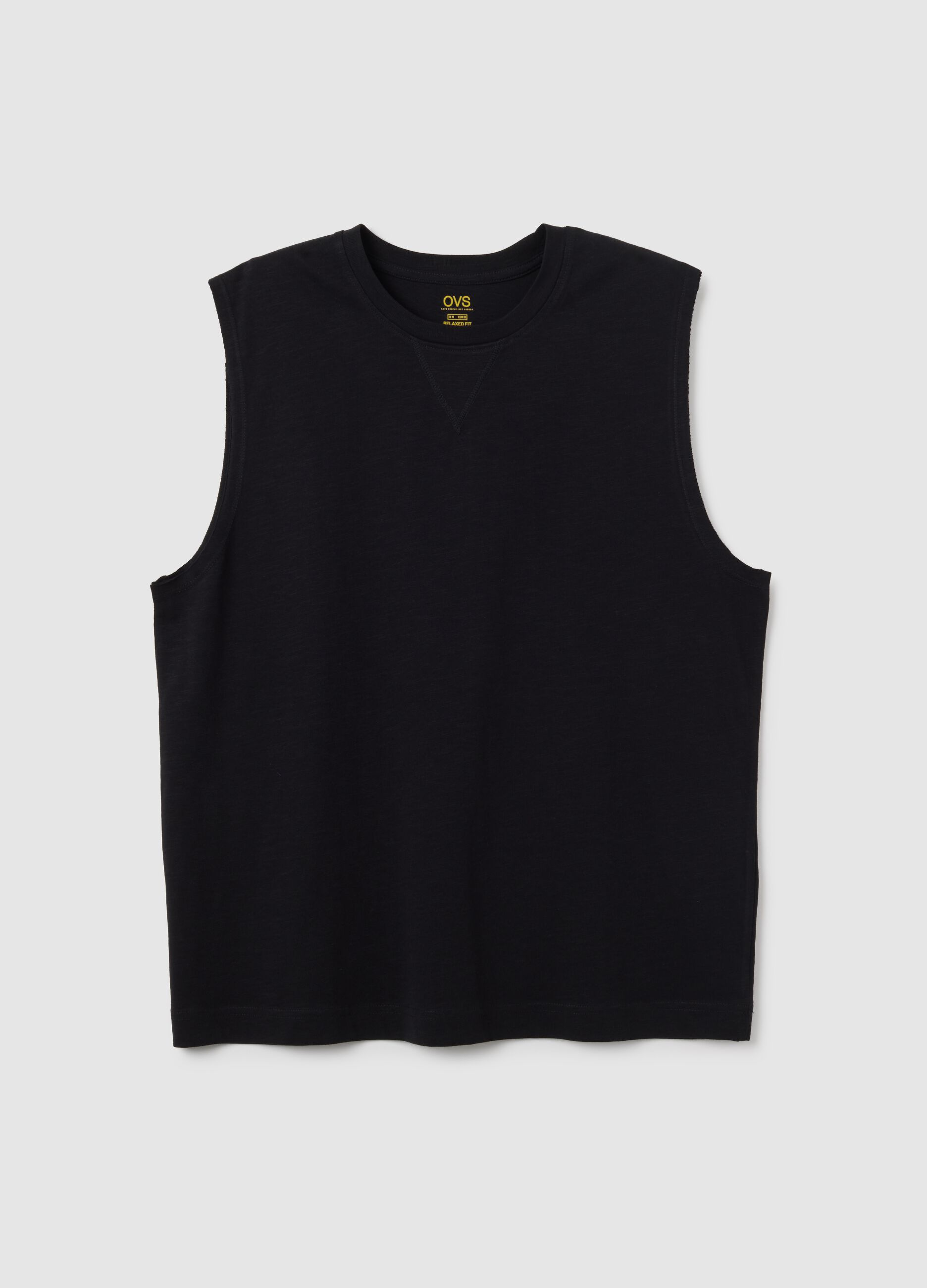 Canotta da uomo in puro cotone nera regular fit