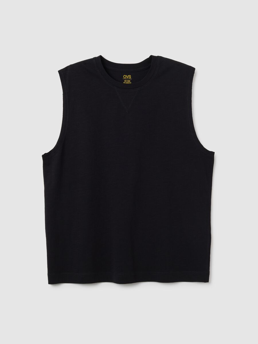 Canotta da uomo in puro cotone nera regular fit_0