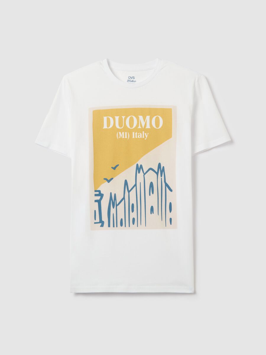 Cotton T-shirt with "Duomo (MI) Italy" print_4