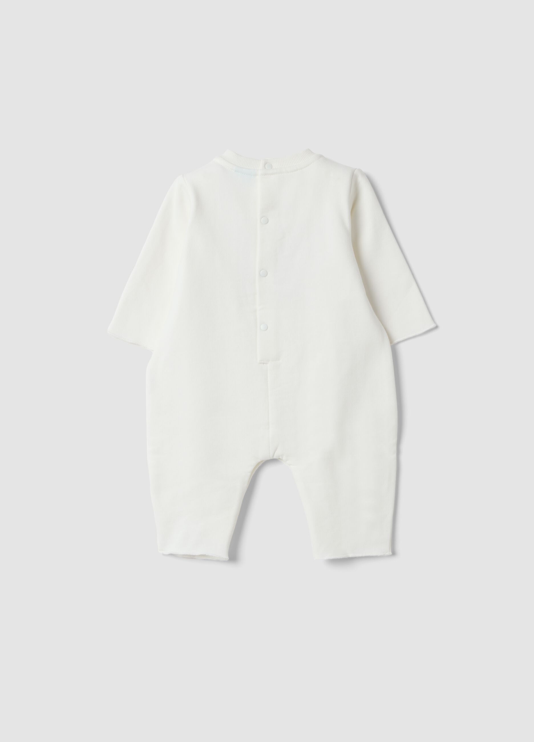 Tutina bianca in puro cotone organico con stampa Mickey