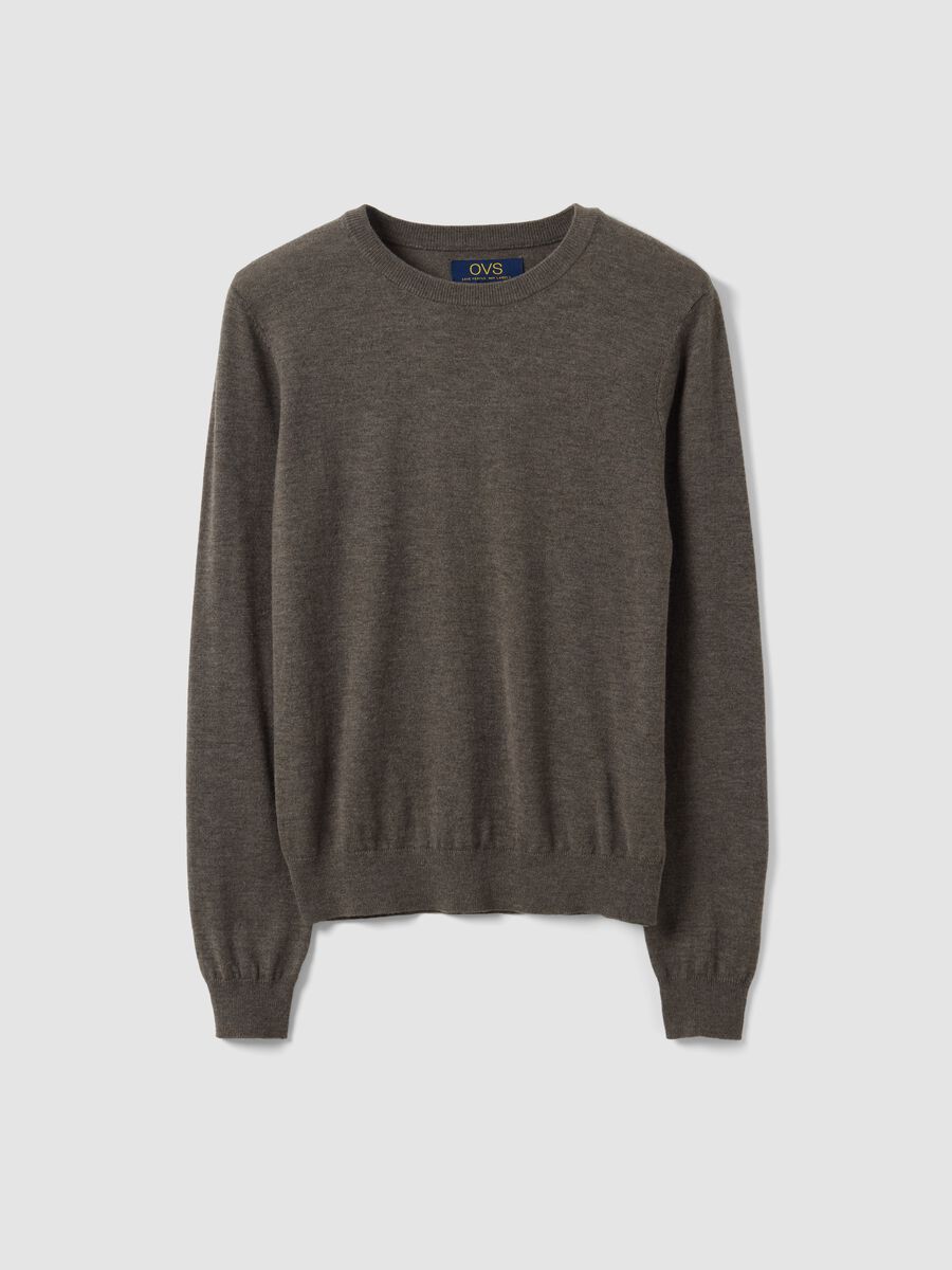 Grey crew-neck wool-blend jumper, regular fit_4