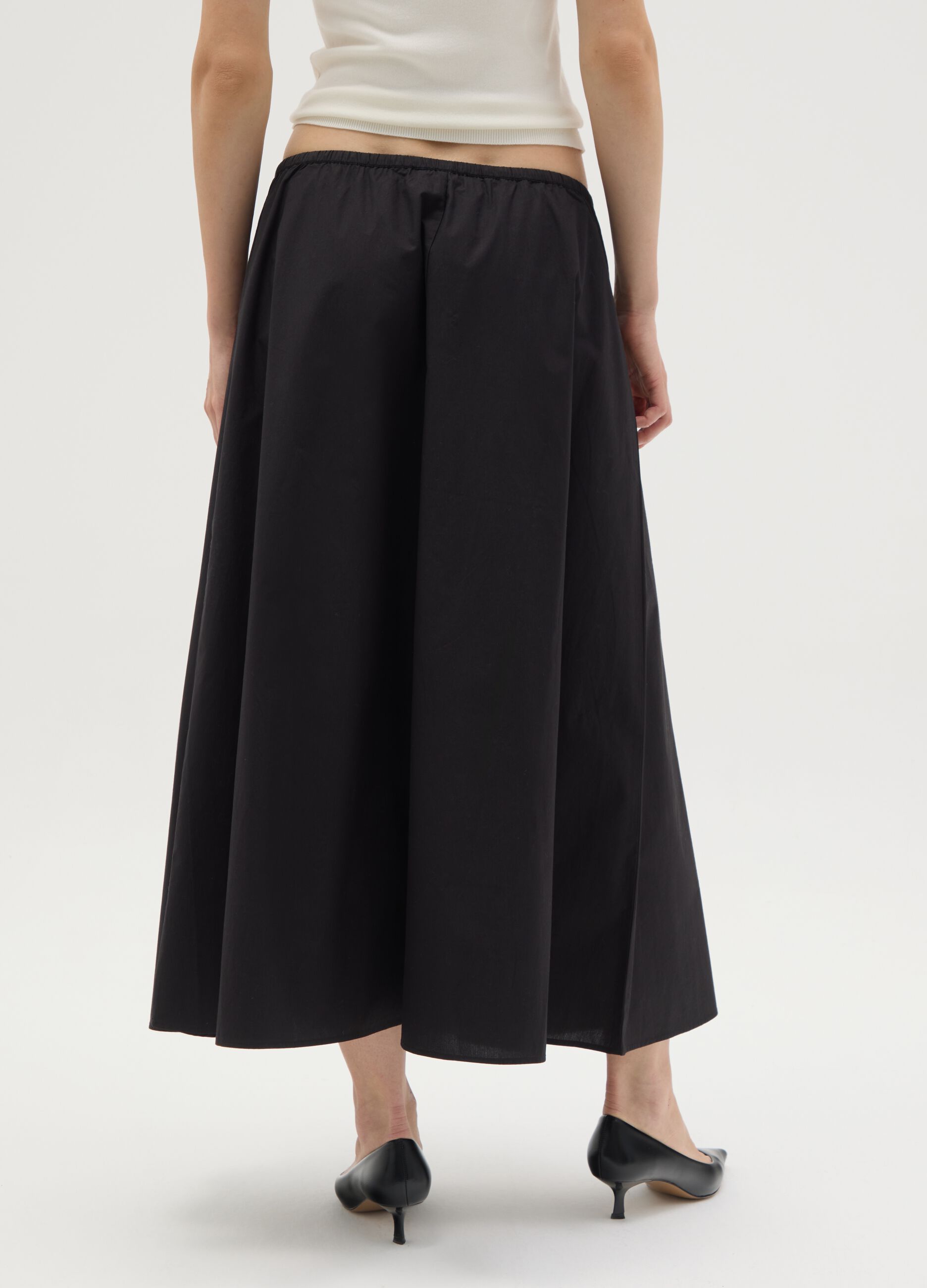 Women's long black skirt in pure cotton