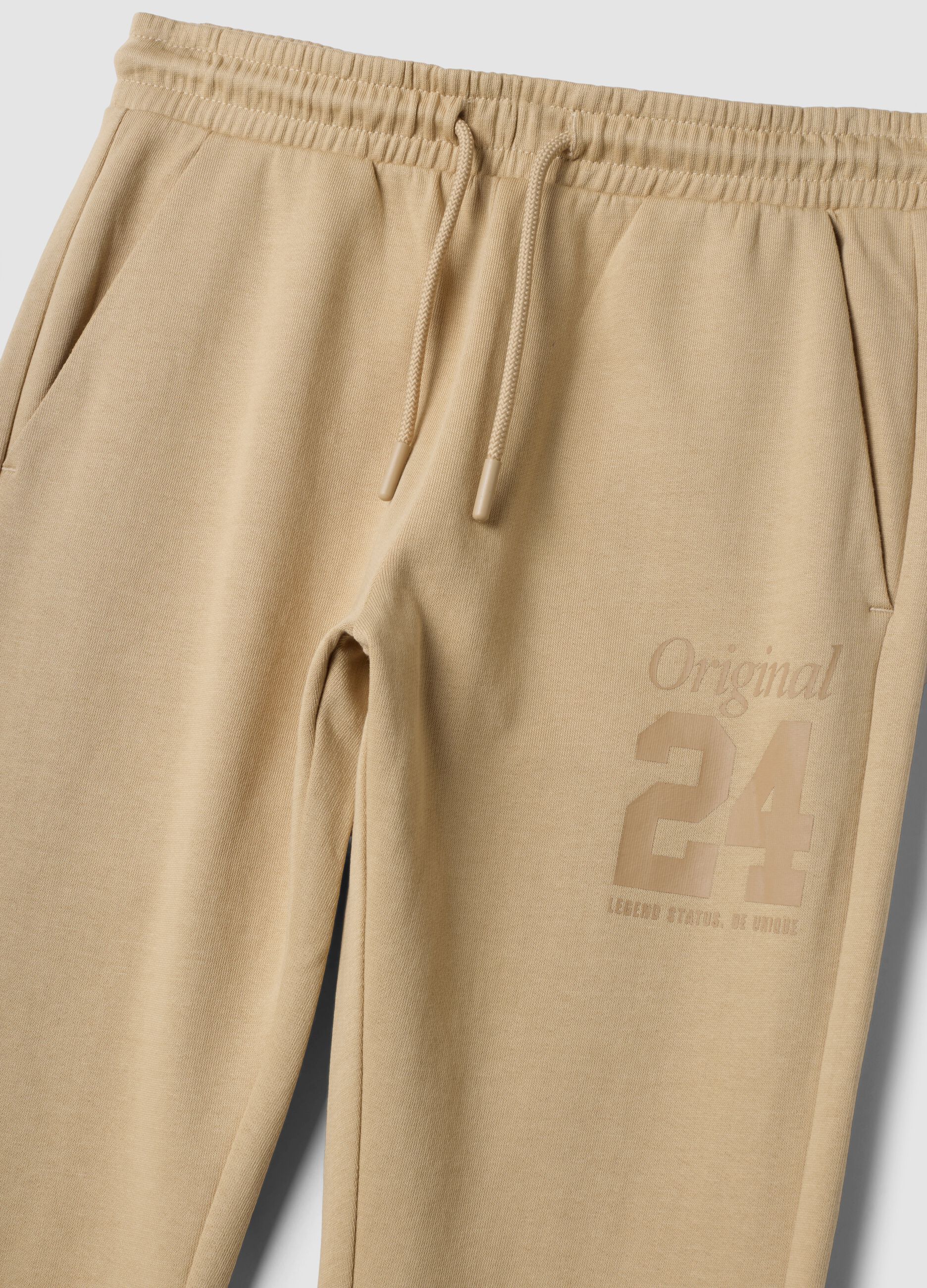 Brown pure cotton joggers with print