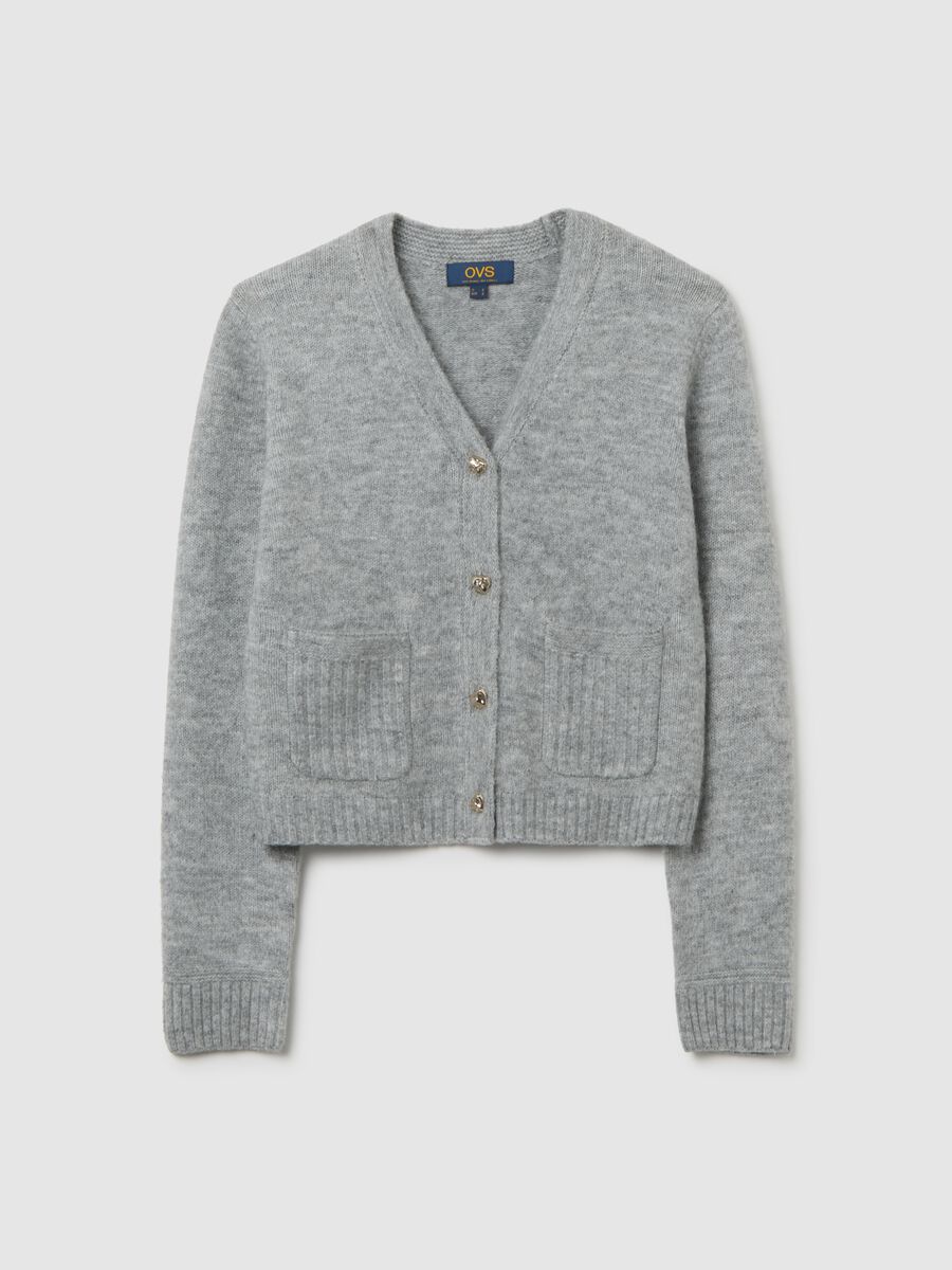 Grey regular fit V-neck cardigan_4
