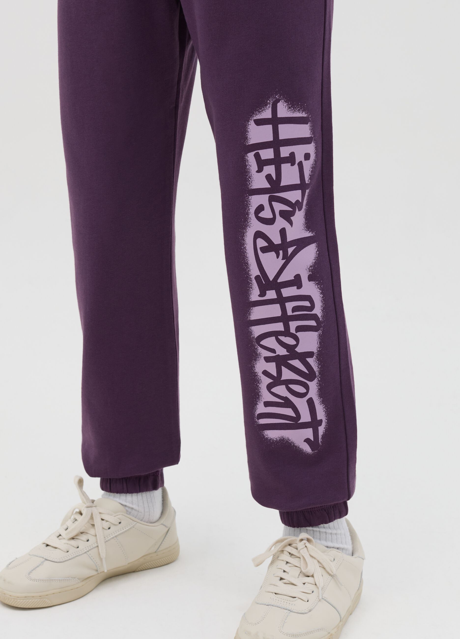 Joggers in cotone con coulisse e stampa