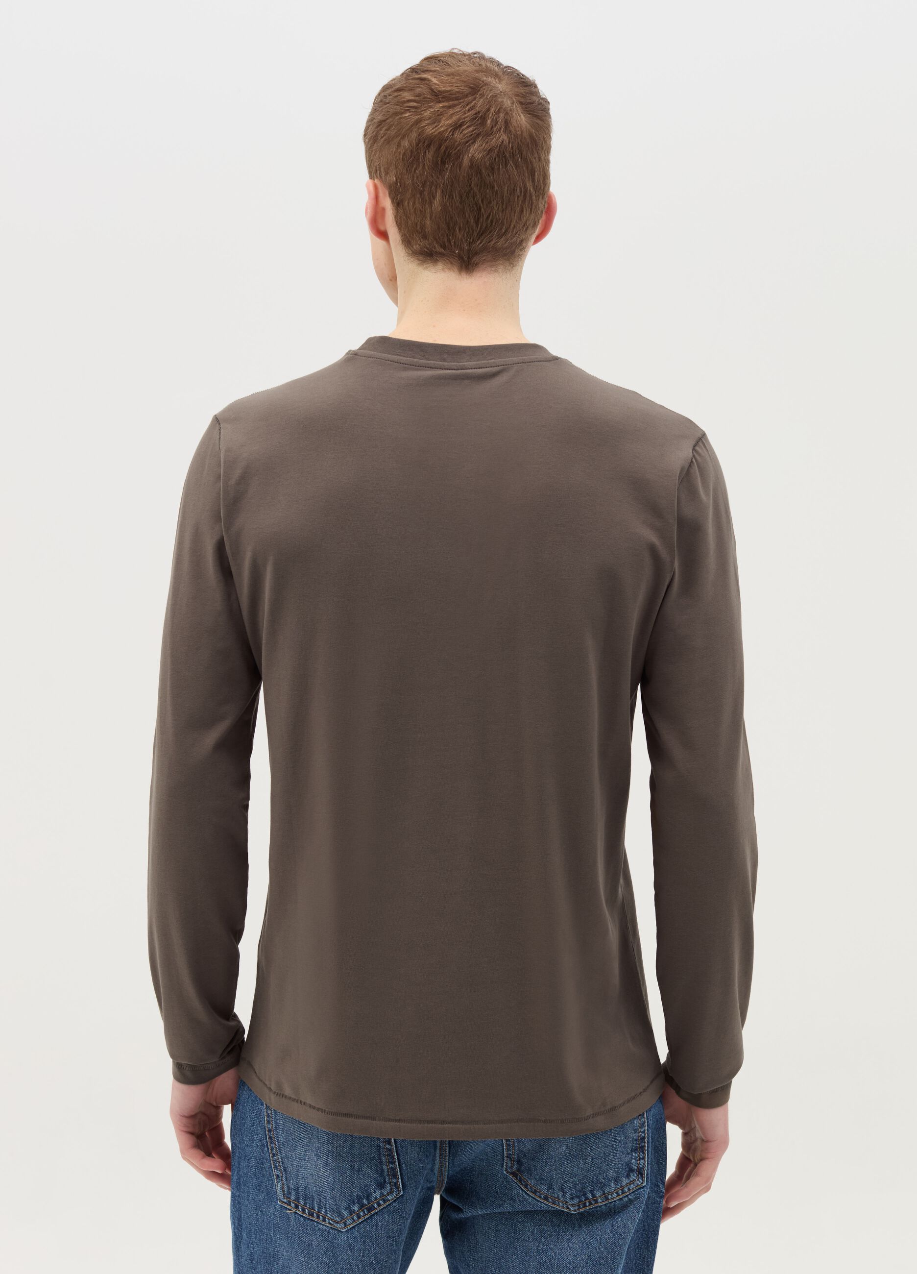 T-shirt a maniche lunghe in cotone stretch