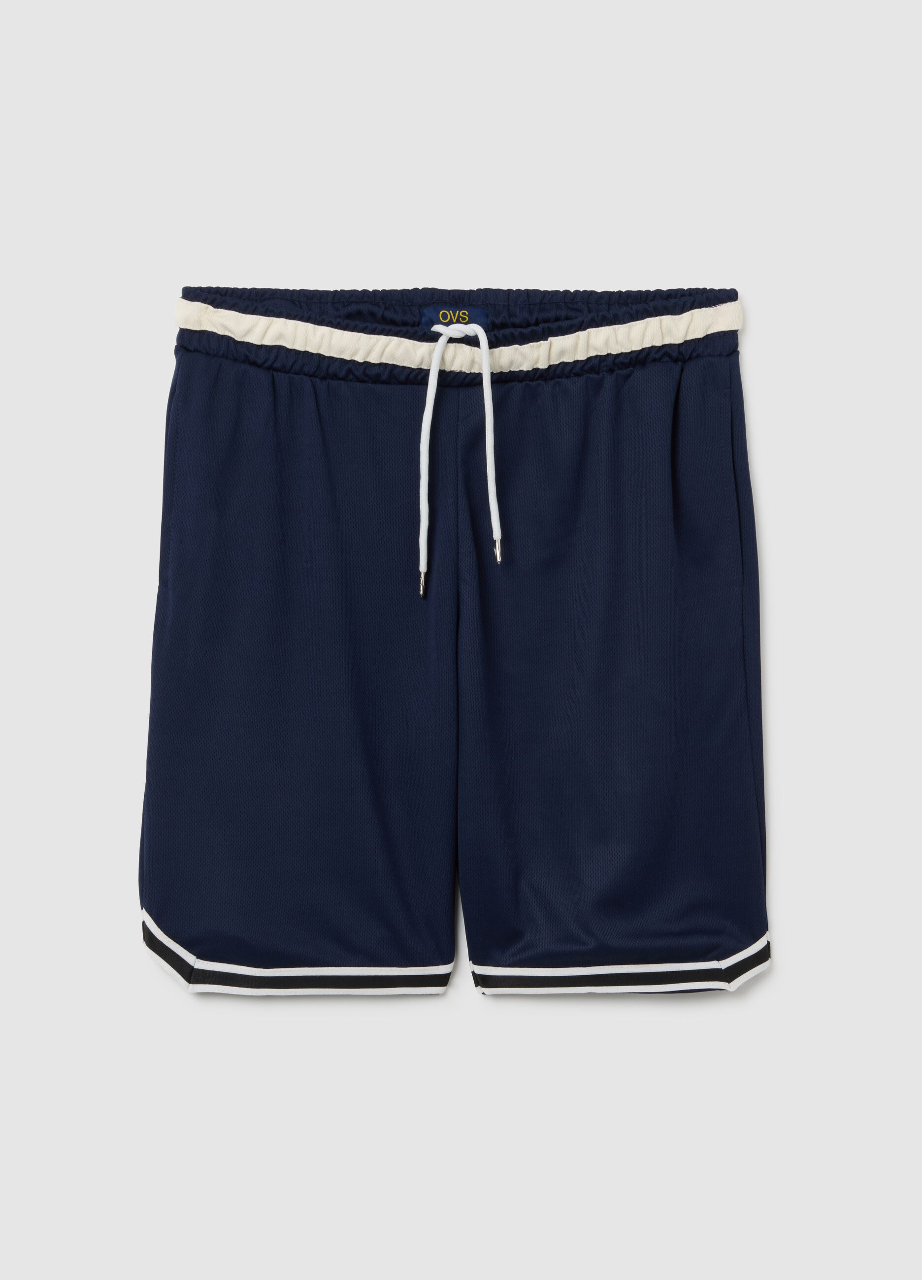 Men's Blue Relaxed Fit Fabric Shorts