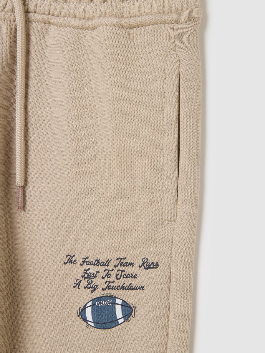 Children's trousers in pure beige cotton regular fit with print_2