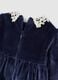 Blue velour regular fit baby dress with lace details_3