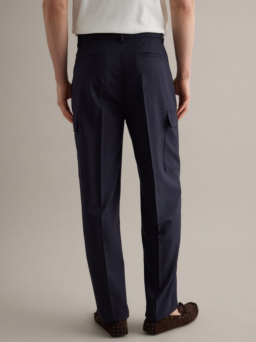 Pantaloni cargo eleganti blu regular fit_2