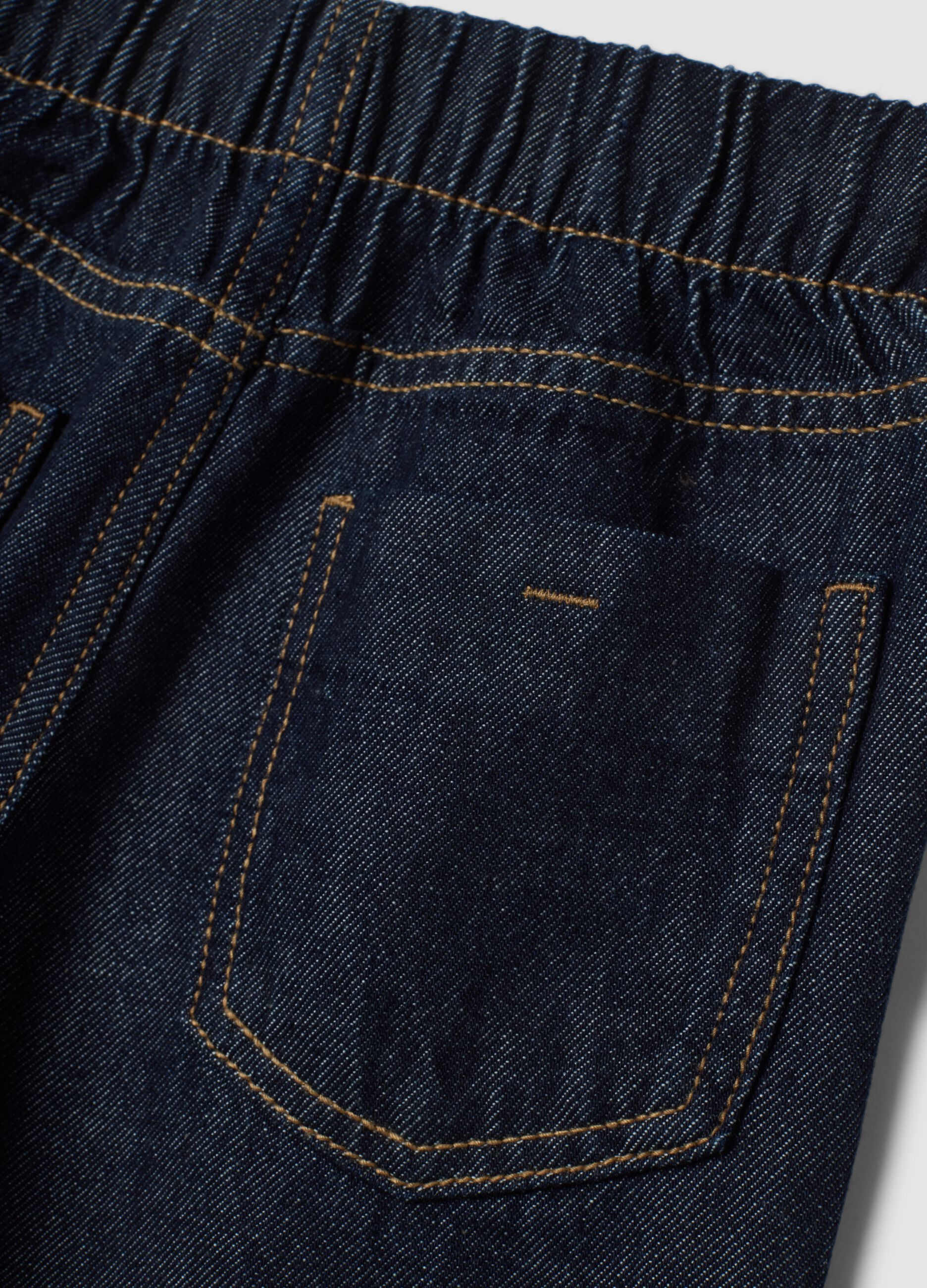 Dark blue wide-leg pure cotton jeans