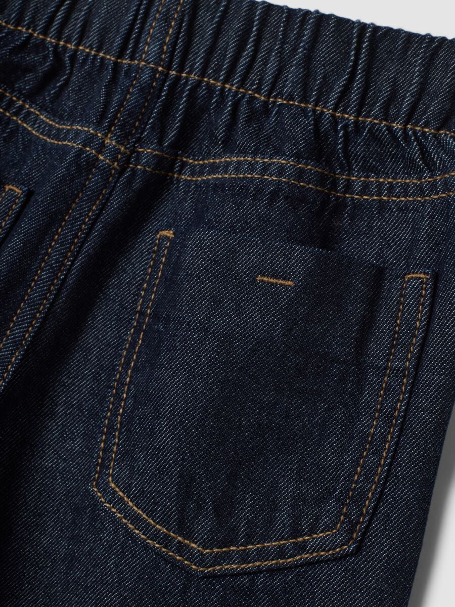 Jeans blu scuro wide leg in puro cotone_3