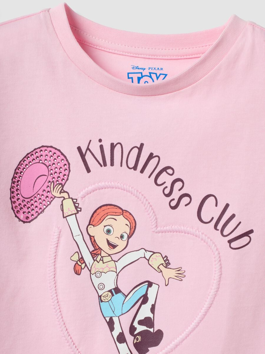 Pink pure cotton T-shirt with fringed sleeves and Toy Story print_2