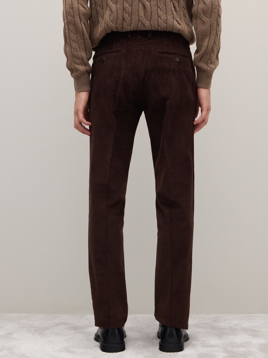 Regular Fit Brown Stretch Cotton Trousers_2