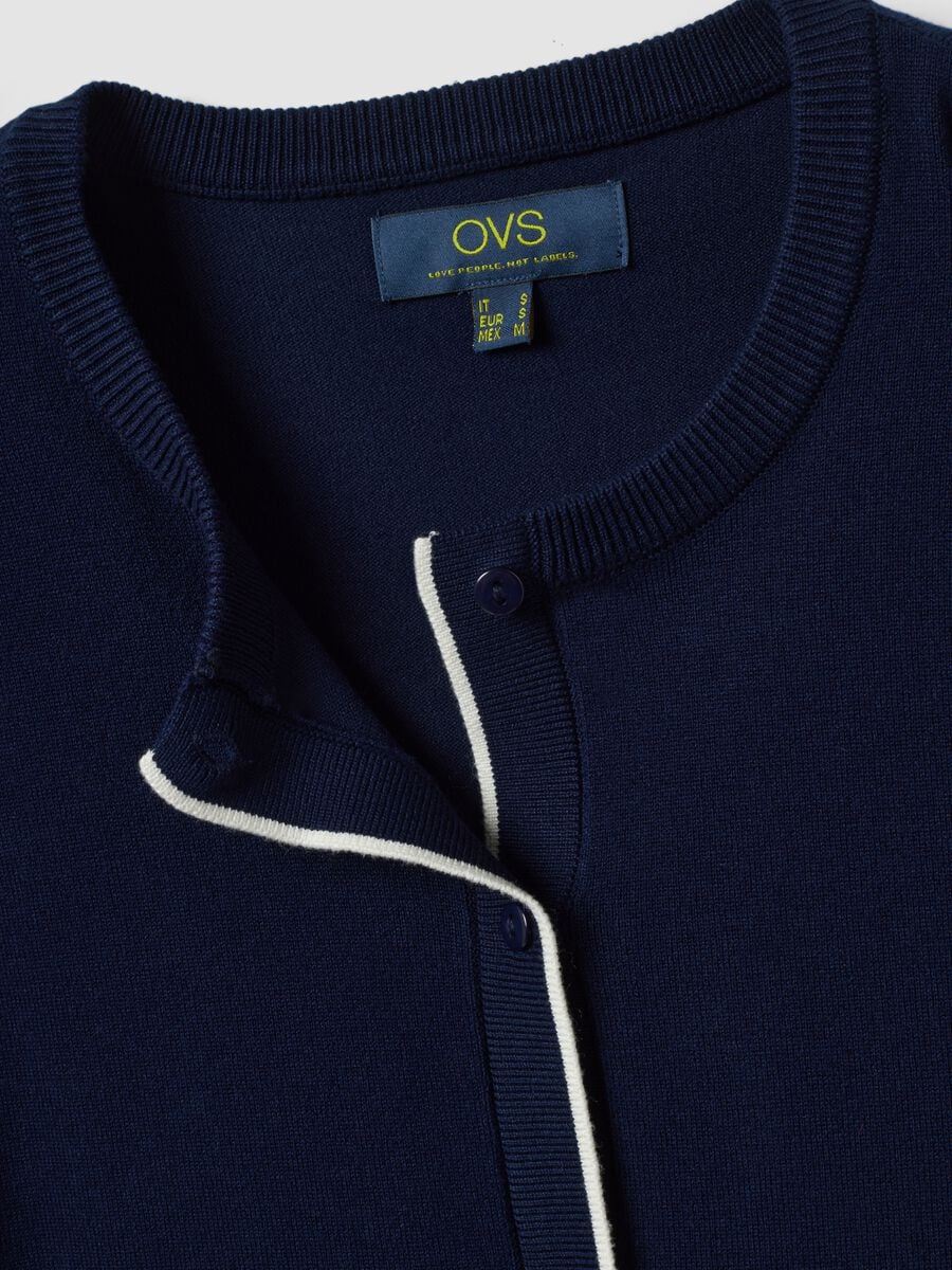 Blue viscose-blend cardigan in plain knit_6