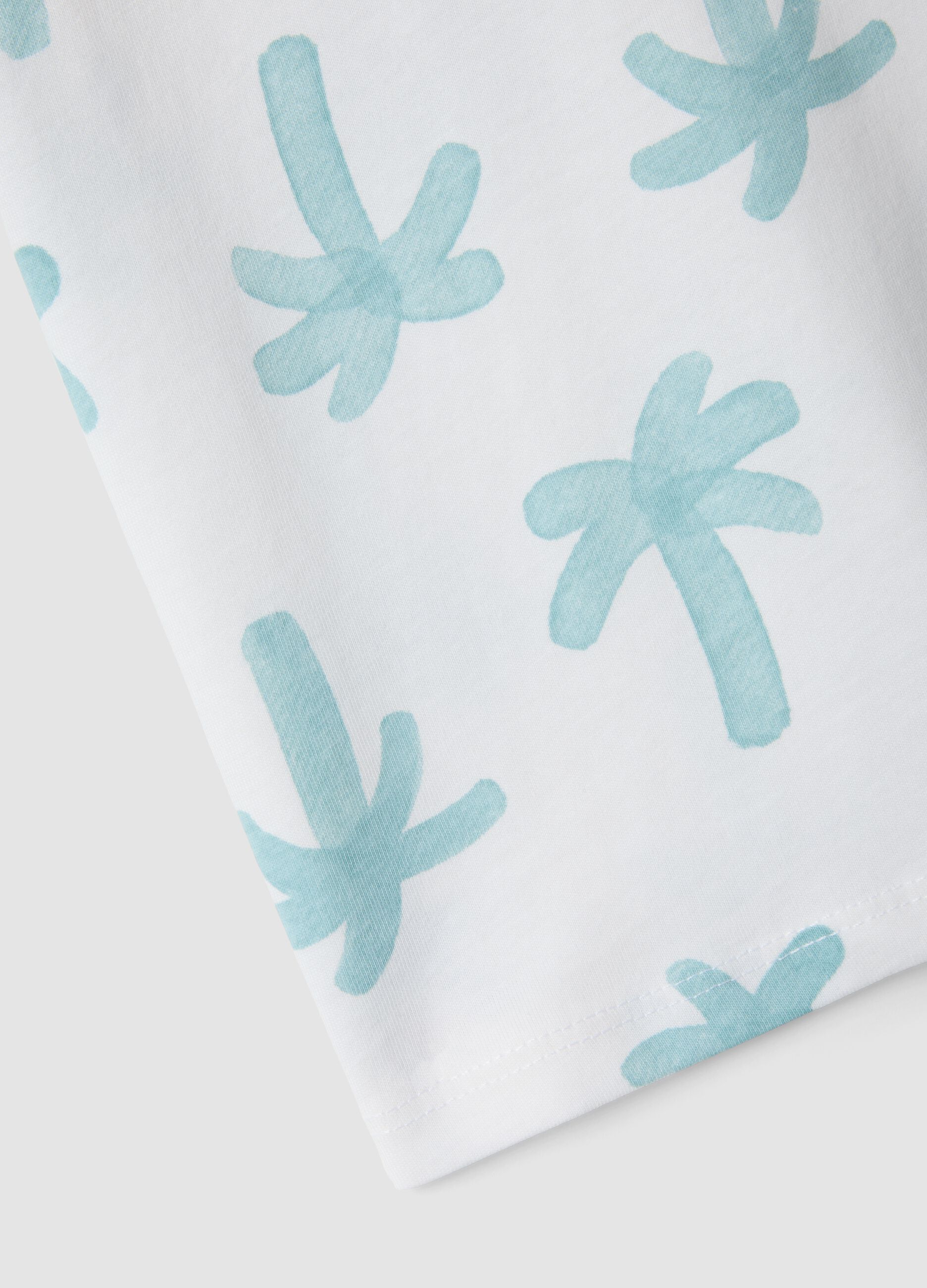 White pure organic cotton baby T-shirt with palm print