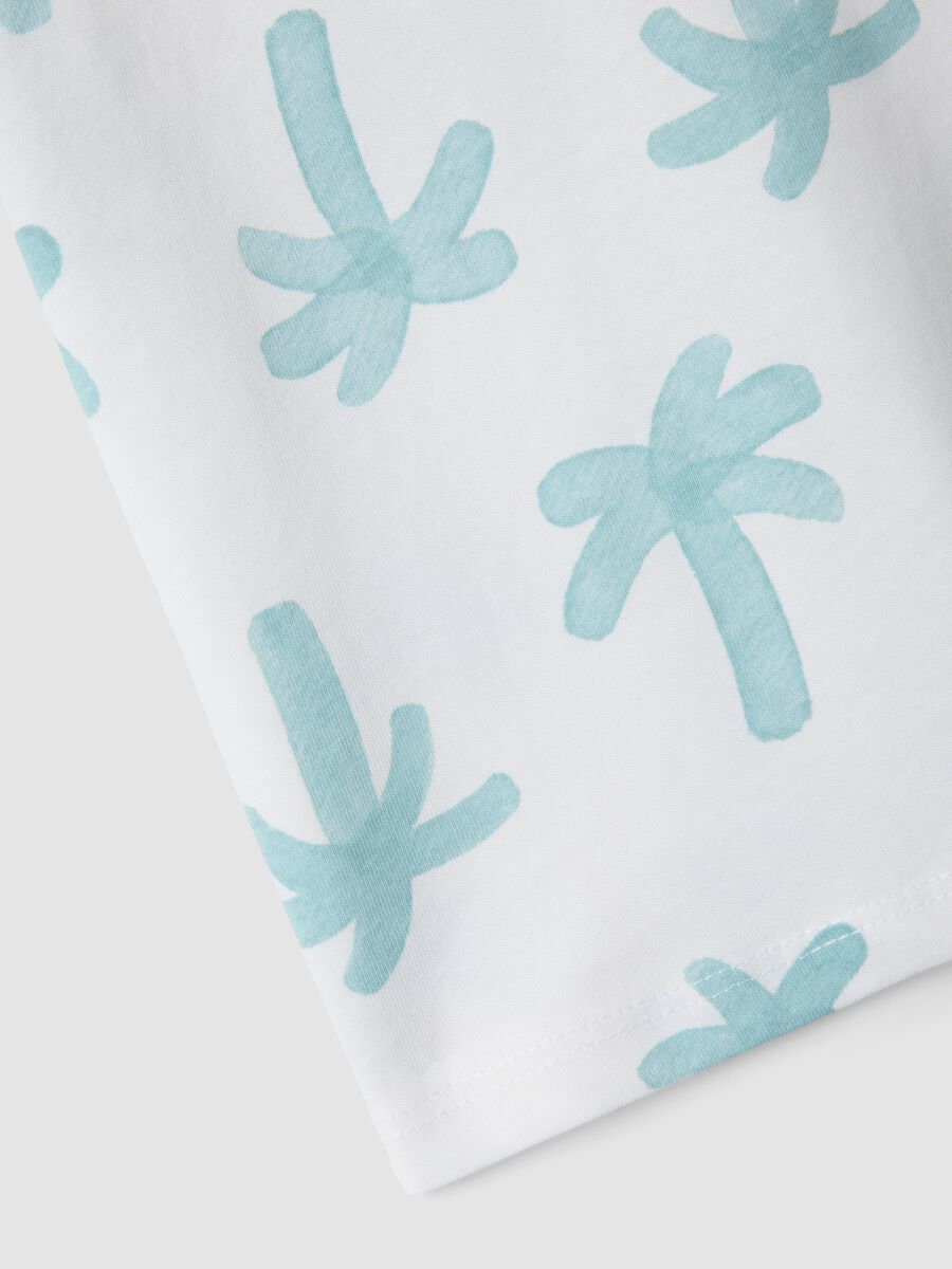 White pure organic cotton baby T-shirt with palm print_3