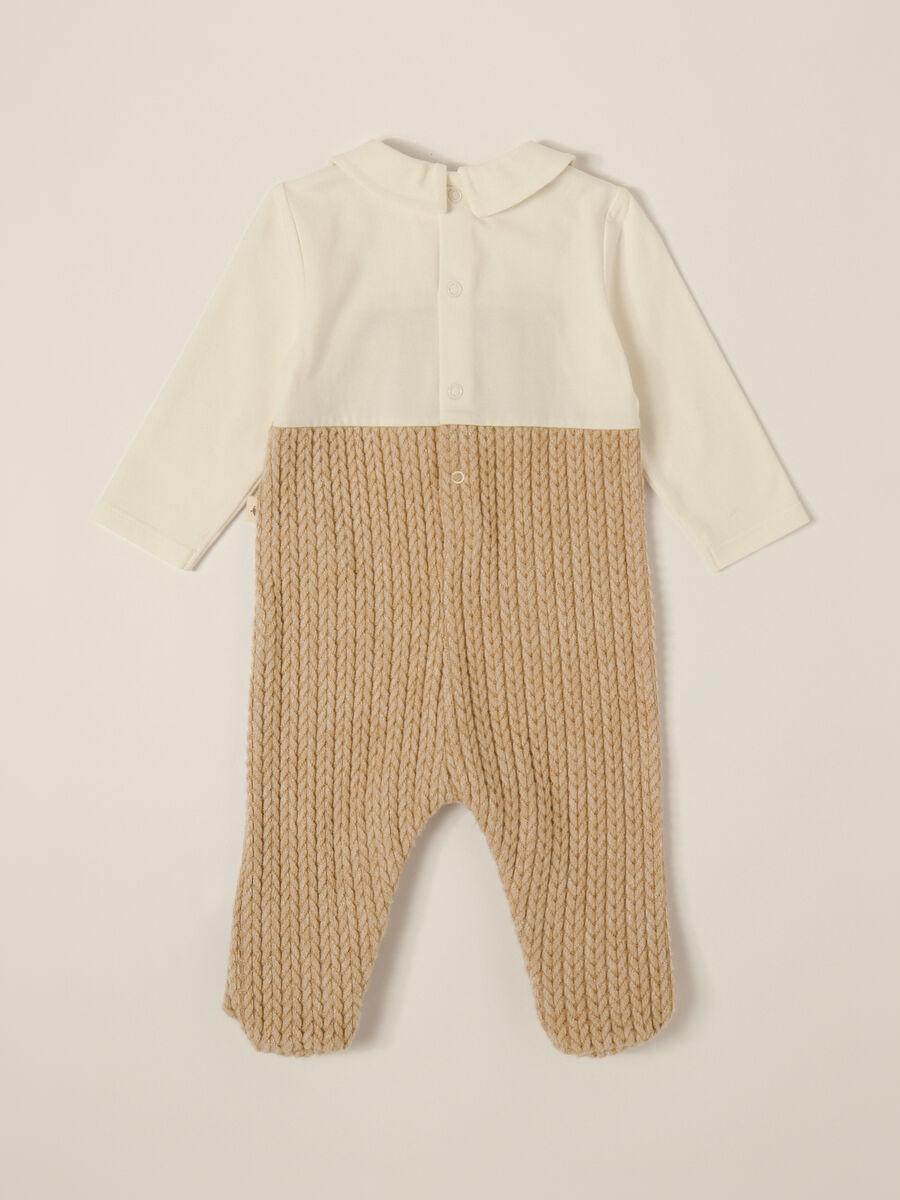 Tutina beige con colletto classico per neonato_1