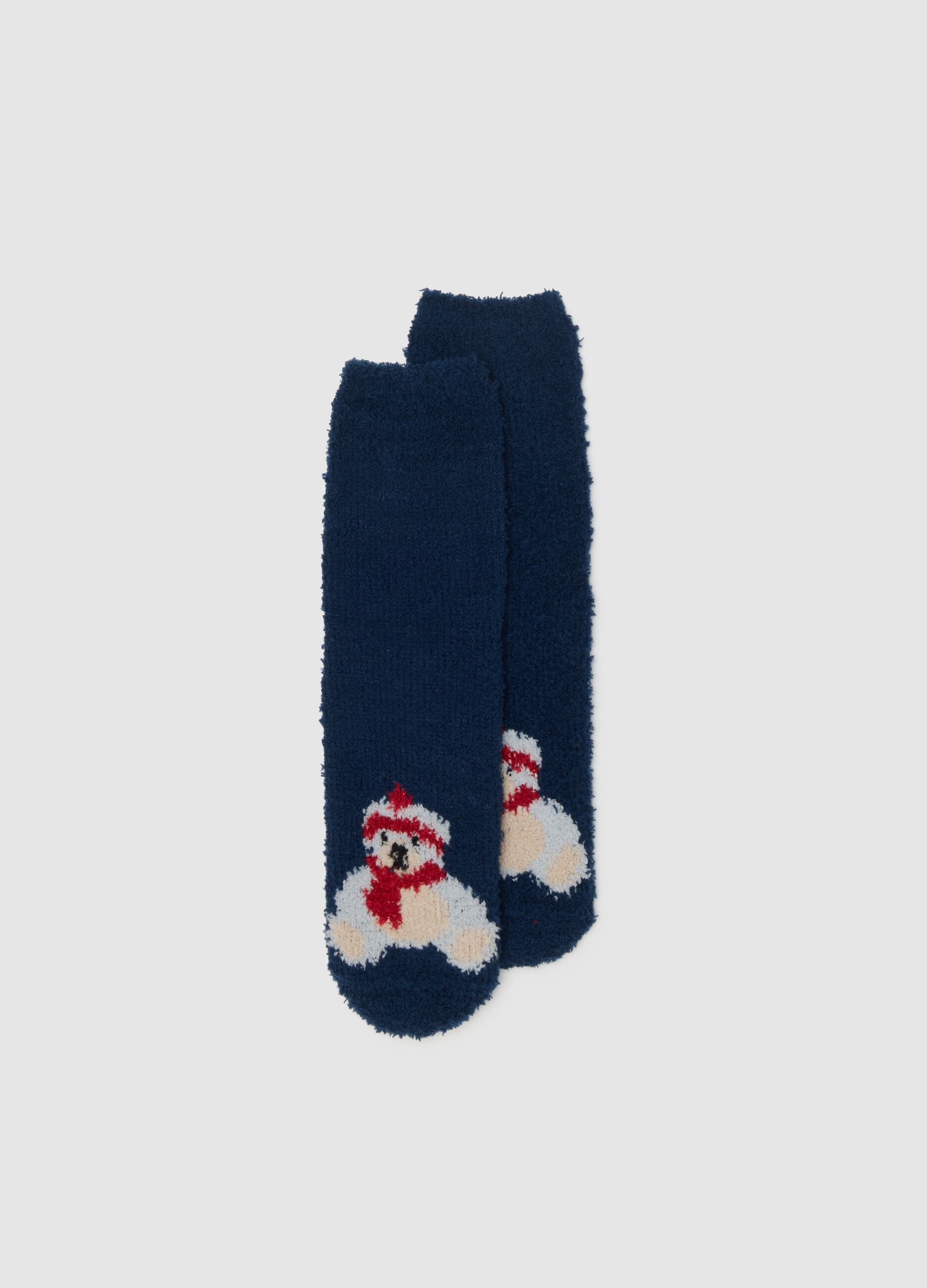Blue Christmas socks in stretch fabric