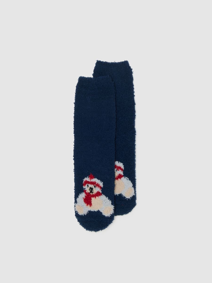 Blue Christmas socks in stretch fabric_0